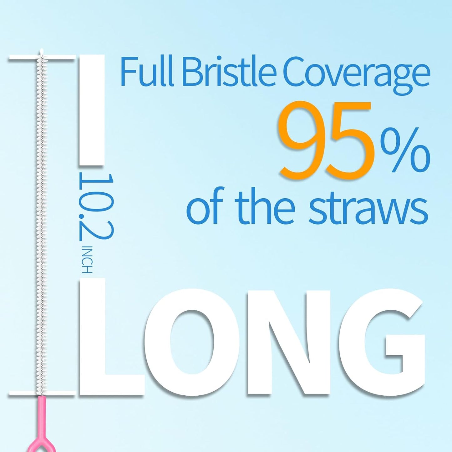 6 Pack Straw Cleaner Brush - 12.6" Extra Long Straw Cleaners Full Bristles Coverage with Different Sizes and Comfortable Handle for Reusable Drinking Straws,Bottle,Cup,Tube - 10mm Pink