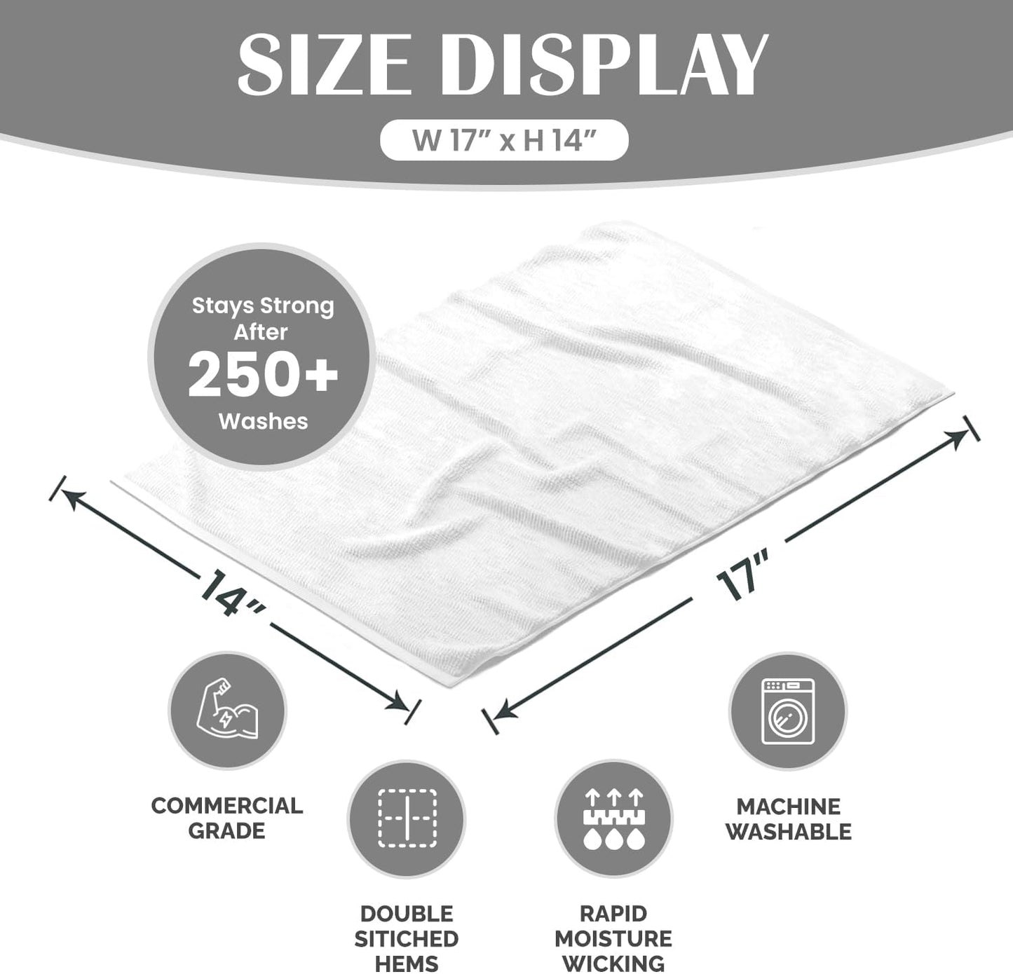 Terry Bar Mop Towels (Value Pack of 100) Size 14"x17" – Absorbent and Durable, Multipurpose Cleaning Rags, Cotton Cleaning Towels, Terry Cloth Rags, Reusable Shop Rags (White)