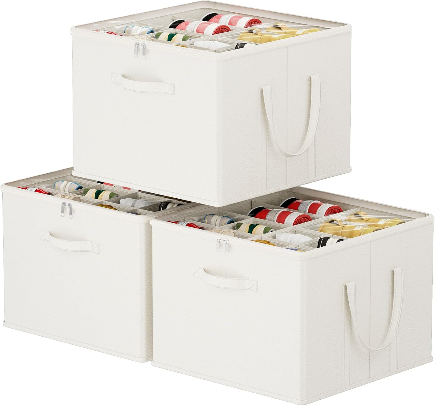 Lifewit Shoe Storage Organizer for Closet Fits 12-16 Pairs, Fabric Large Shoe Box Storage Container with Clear Cover, Foldable Bins Fit for Boots Heels Sneakers 17"(L) x 17"(W) x 12.5"(H) 3 Pack White