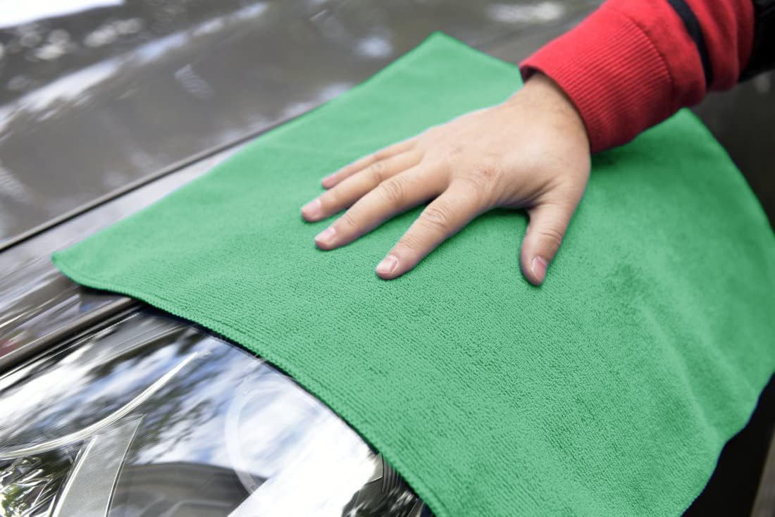 Avalon Towels Microfiber Absorbent Bar Towels, Rags for House Cleaning, Lint Free, Reusable and Washable (Green Value Pack of 48)