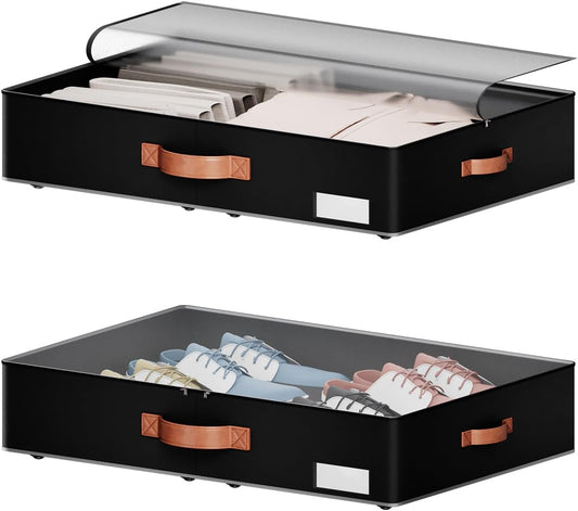 Underbed Storage With Wheels,low profile 5.5 inches Height Storage Bins,Rolling Underbed Shoe Storage Containers,Underbed Storage Drawers for clothes & blankets