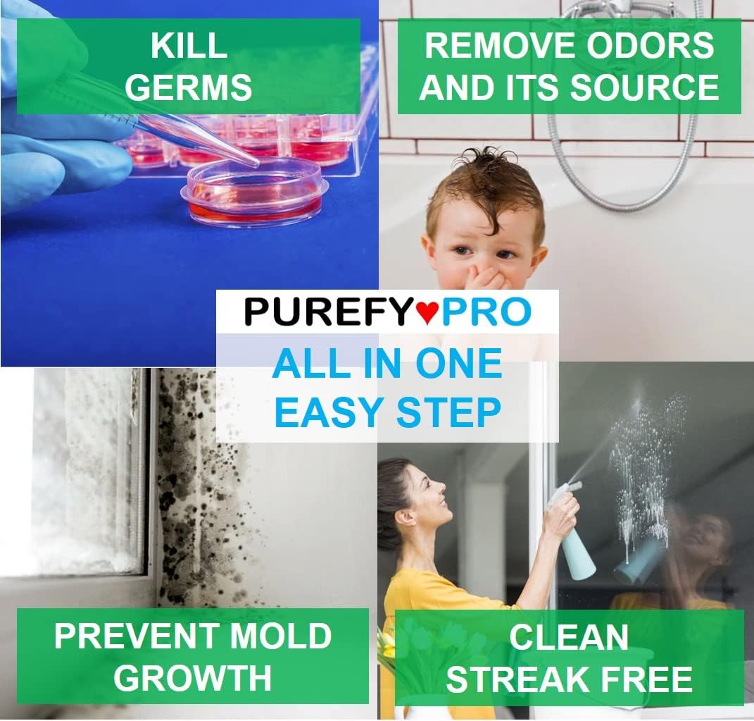 Purefypro Disinfectant Airesol Spray (14oz, 2 Pack) Eliminate 99.9999% Norovirus, HIV, Hepatitis, Flu, Monkeypox Viruses, MRSA, VRE, E Coli, Fungi. No Residue. No Rinse. Suitable for All Surfaces.