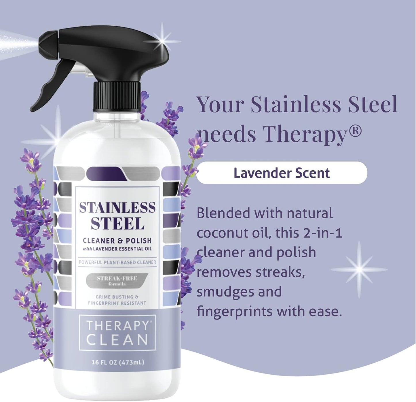 Therapy Stainless Steel Cleaner and and Polish Wipes Bundle with Microfiber Cloth - Remove Fingerprints from Appliances, Sinks, Fridge, Grill, Refrigerator, BBQ, Stove - Stainless Steel Spray and Wipe