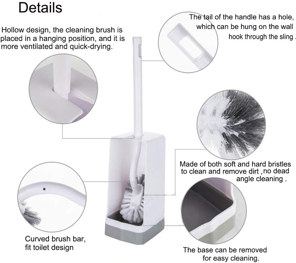 Marbarsse Bathroom Toilet Bowl Brush and Holder, Curved Design Toilet Brush for Deep Cleaning Under Rim, Best Toilet Brush Set, Easy Handy CompactToilet BowlCleaner Brush for Bathroom, 1 Pack