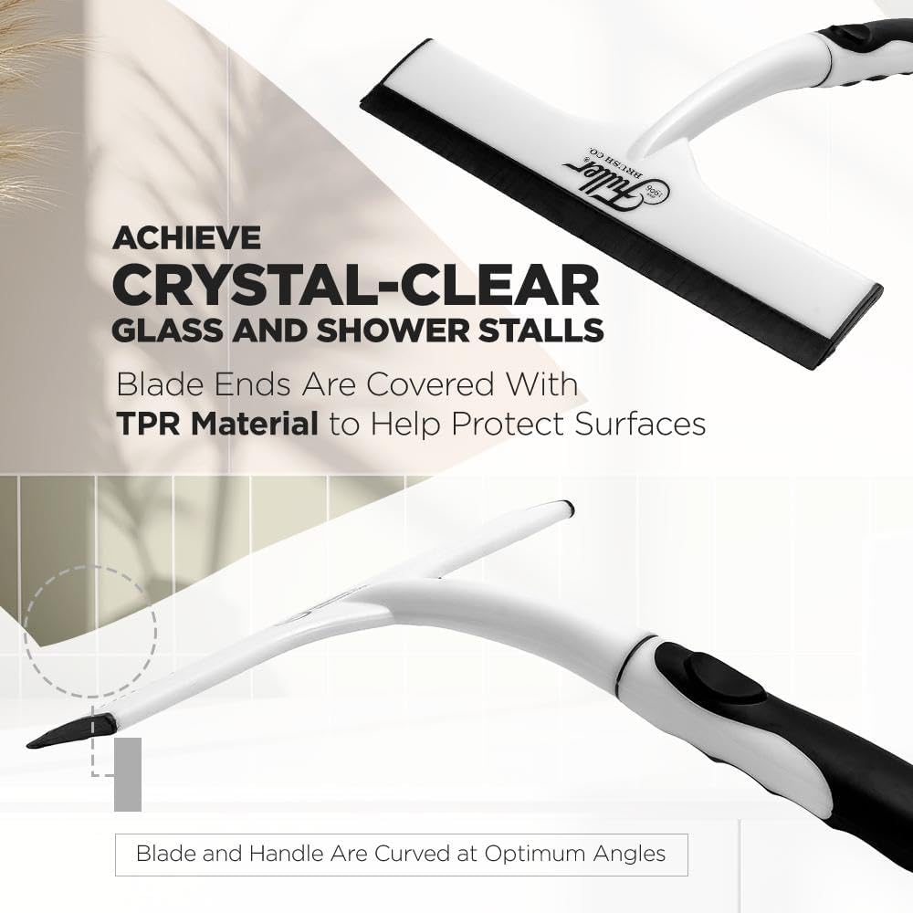 Fuller Brush Easy Grip Handheld Squeegee - for Shower Walls, Doors, Tub Surfaces, Windows, Mirrors & Vehicle Windshields - ThermoPlastic Rubber Blade - Comfort Grip Handle with Built-in Finger Groove