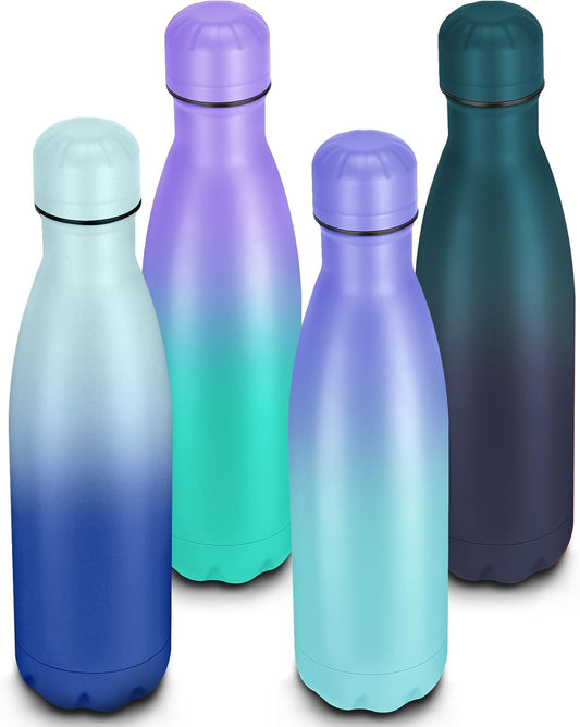 17oz Cola-Bottle Shaped Stainless Steel Leak-proof Water Bottle,Double Wall Vacuum Insulated Metal,Travel Mug For Sports Indoors & Outdoors,BPA-Free School Kids Flasks,Mix(4 Pack)