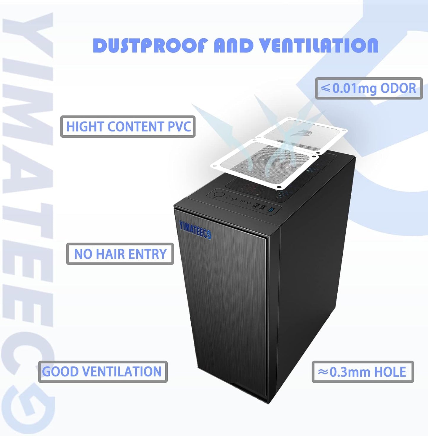 140mm Fan Filter PC Dust Filter Computer Fan Grills Dust Mesh Magnetic Frame PC Case Cover Dustproof PVC 50 Mesh(PVC, Gentleman Aesthetic, 140 * 140mm, 5pcs, White)