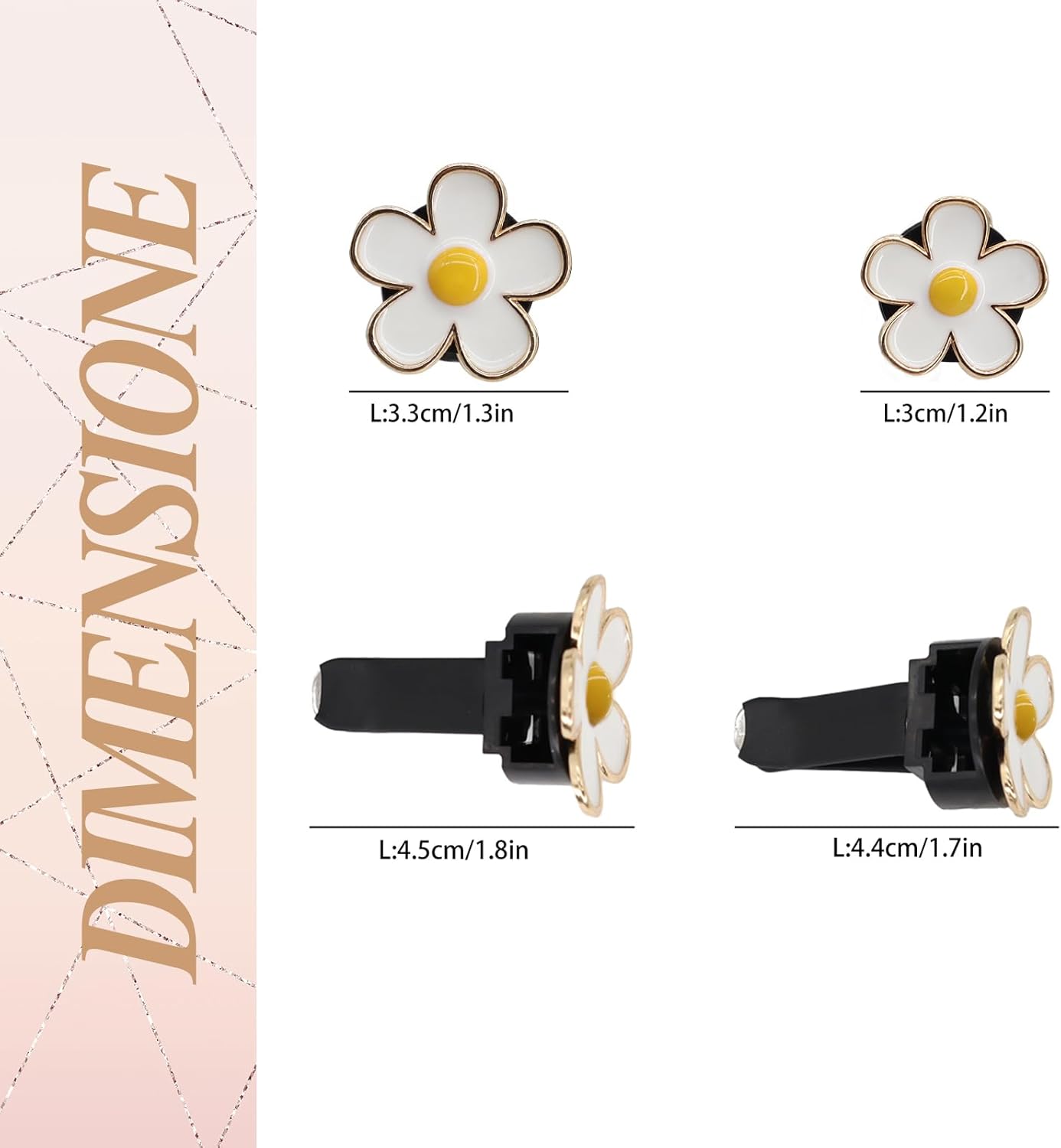 6pcs Flowers Car Air Freshener Vent Clips,Blue White Pink Daisy Flowers Air Vent Clip Car Accessories for Women,3cm/2.7cm Refillable Daisy Decor Diffuser