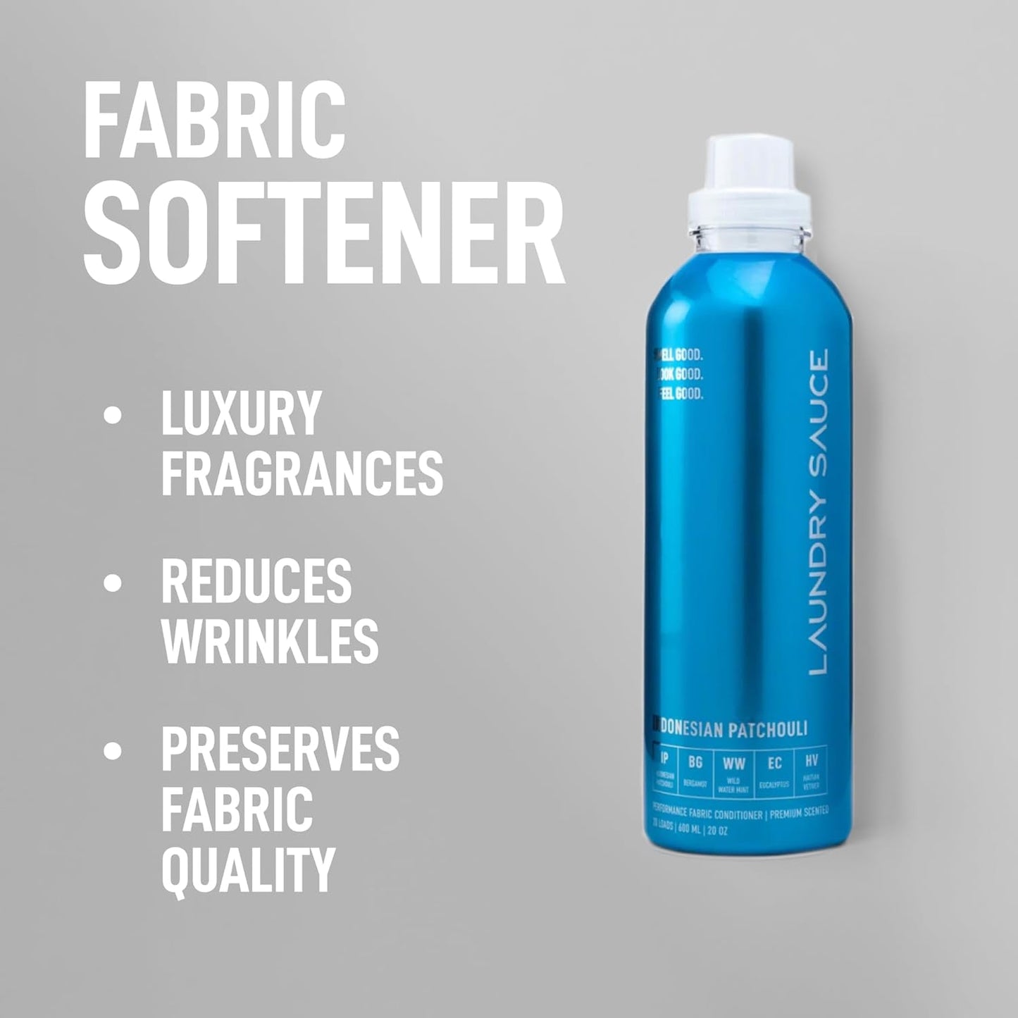 Laundry Sauce - Laundry Fabric Softener (Indonesian Patchouli) Luxury Fragrance, Softens & Preserves Fabric, Reduces Wrinkles, 19 Fl Oz
