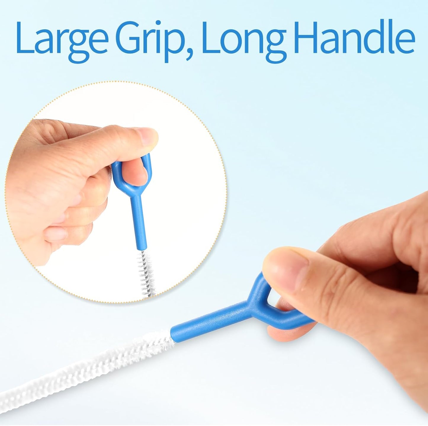 6 Pack Straw Cleaner Brush - 12.6 Inch Extra Long Straw Cleaners Different Sizes and Comfortable Handle for Metal and Plastic Reusable Drinking Straws,Bottle,Cup,Tube - Blue