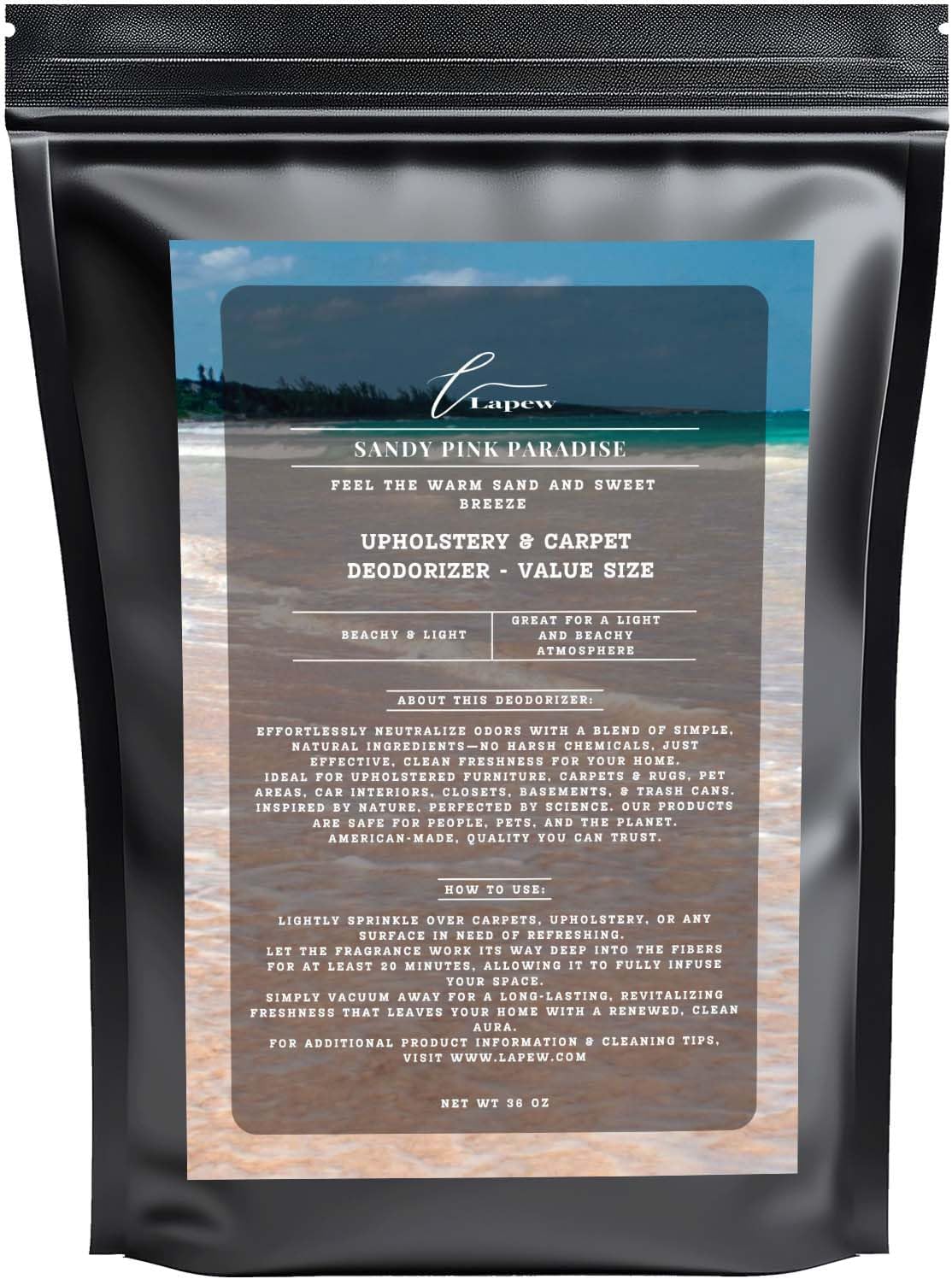 Sandy Pink Paradise Carpet Freshener Powder Refill 36 oz | Powerful Odor Eliminator for Home | Upholstery Deodorizer | Carpet Deodorizer | Pet Urine | Cat Litter Box | Pink Sands Fragrance