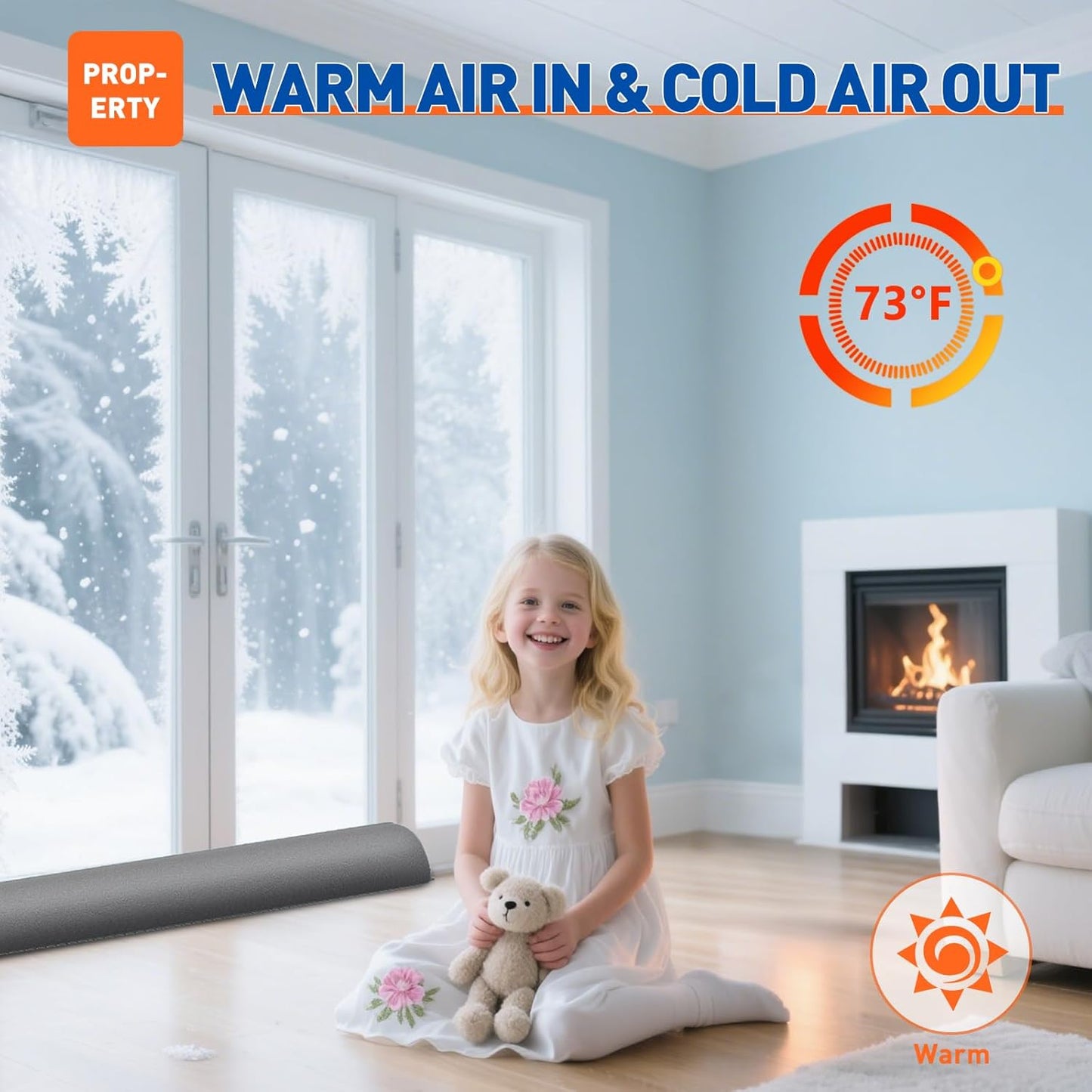 MAGZO Door Draft Stopper 30 Inches, 2 Pack Weighted Triangular Door Snake for Winter Noise Blocker with Hook Loops,Gray