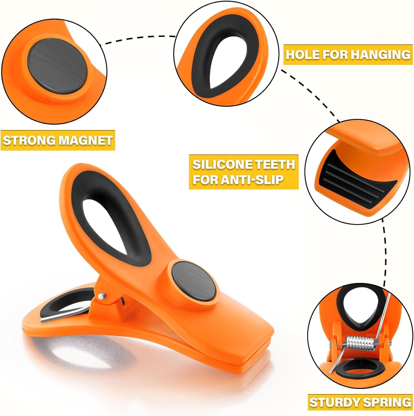 10 Pack Magnetic Chip Clips, Chip Clips Bag Clips, Magnetic Clip for Food Packages, Plastic Assorted Colors Snack Clip for Refrigerator