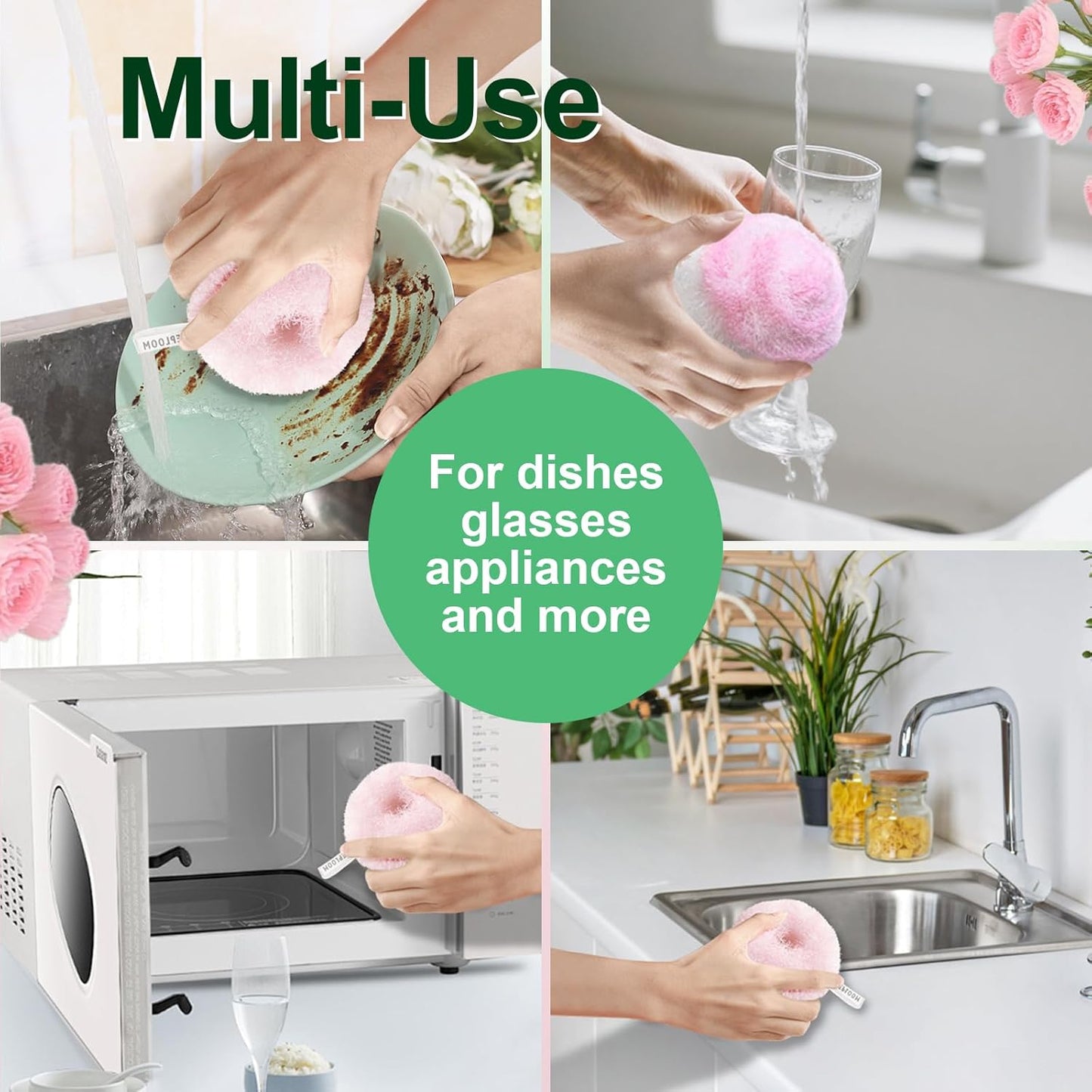 Hard Bristle Crevice Cleaning Brush & Non Scratch Soft Scrub Brush Set, 6-Pack: 4 Stiff Gap Grout Brush+2 Gentle Sponge Brush, Multi-Purpose Bathroom & Kitchen Cleaning Tool