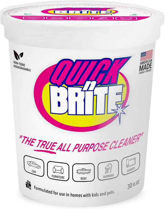 Quick 'n Brite All Purpose Cleaning Paste – Kid & Pet Safe, Powerful Multi-Surface Cleaner for Kitchens, Carpets, BBQ, Tubs & More – 32 oz Biodegradable