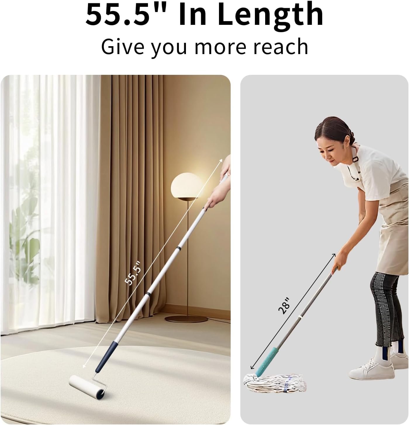 Lint Roller for Pet Hair Extra Sticky with 3 Extendable Handle, Large Surface 6.3'' Lint Remover Mop with 300 Sheets for Floor Clothes Furniture Dog Cat Hair