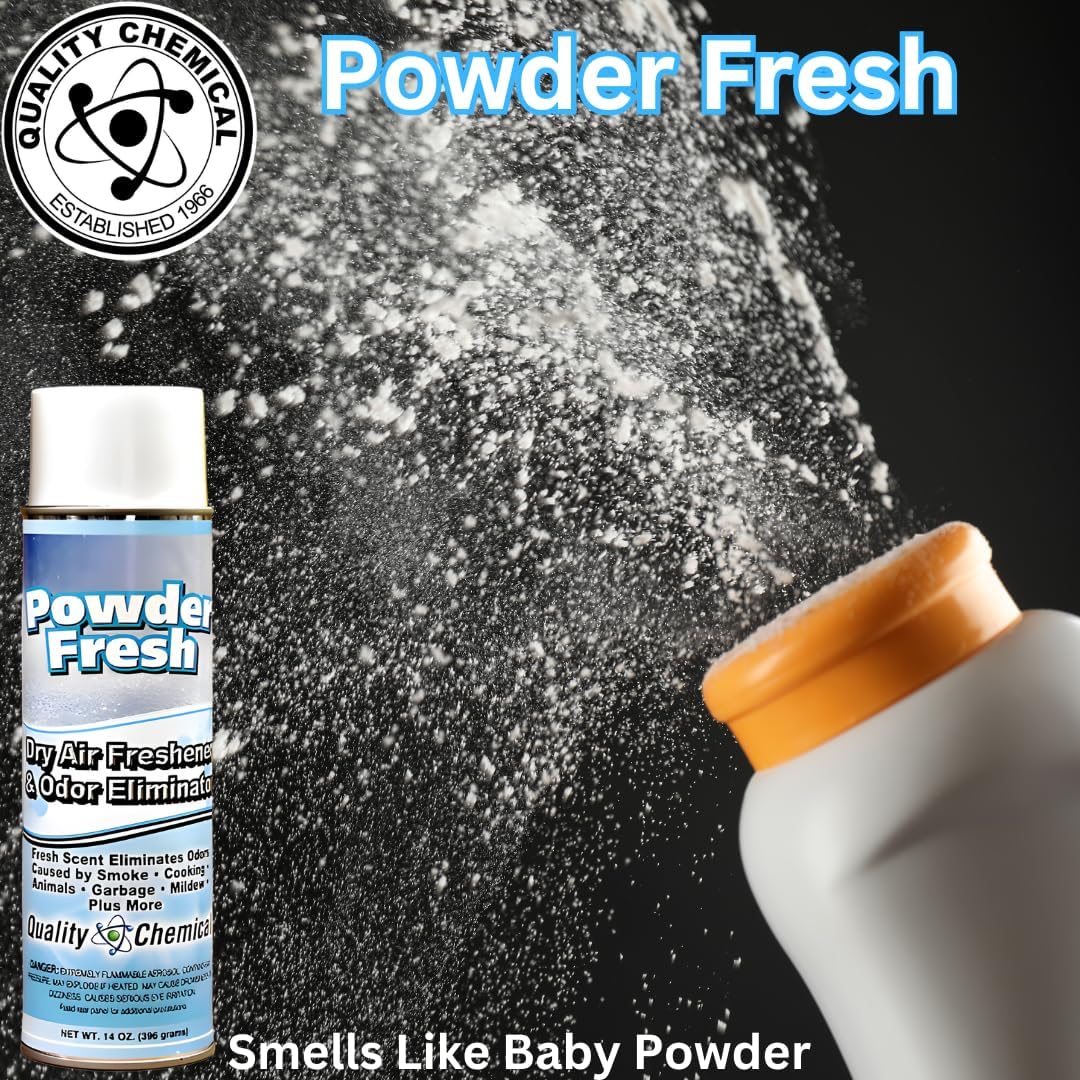 Quality Chemical Powder Fresh - The Most Powerful Dry Air Freshener - Best Room Deodorizer and Air Spray for a Fresh and Clean Home 10 oz Can (Pack of 12)