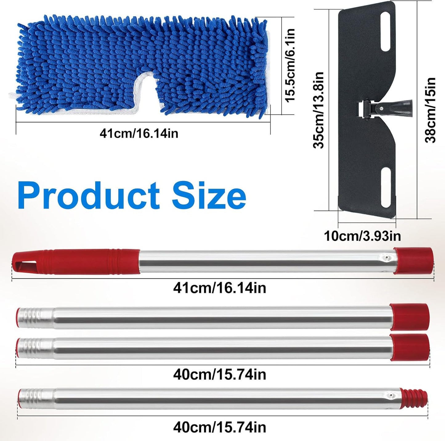 Microfiber Dust Mop for Hardwood Floors, Flat Mops for Floor Cleaning, Double-Sided Flip Mops with 58''Stainless Steel Mop Handle and Extra 3 Reusable Microfiber Mop Pads, Use Wet and Dry