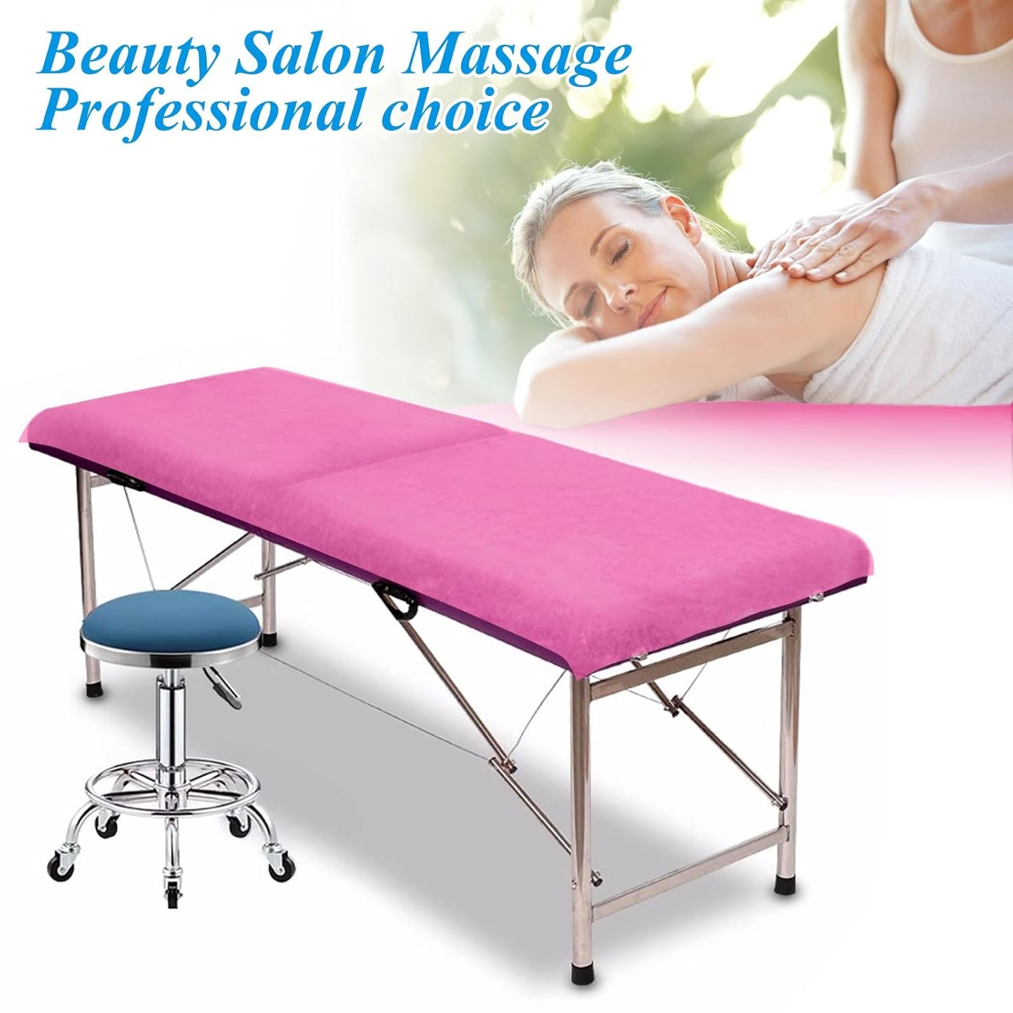 100Pcs Disposable Massage Table Sheets 31.5" x 71" Non-Woven Fabric Bed Covers for Ultimate Hygiene and Comfort in Massage, Tattoo, and Spa Treatments, Breathable and Durable Sheets(Pink)