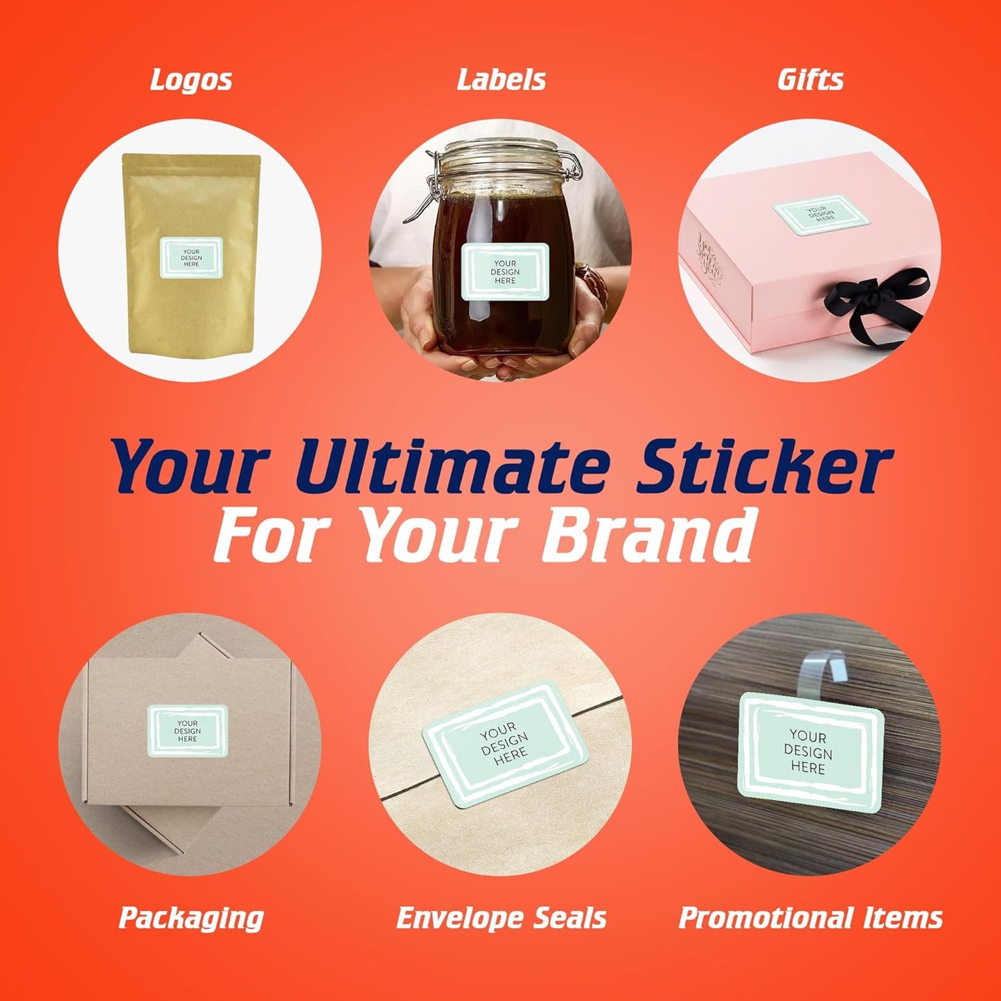 100 Custom Vinyl Stickers - Upload Your own Image, Text, Design, Logo - Personalized Logo Labels for Handmade, Packaging, Bottle, Jars, Candle, Brand Stickers (Mint, 4x2)