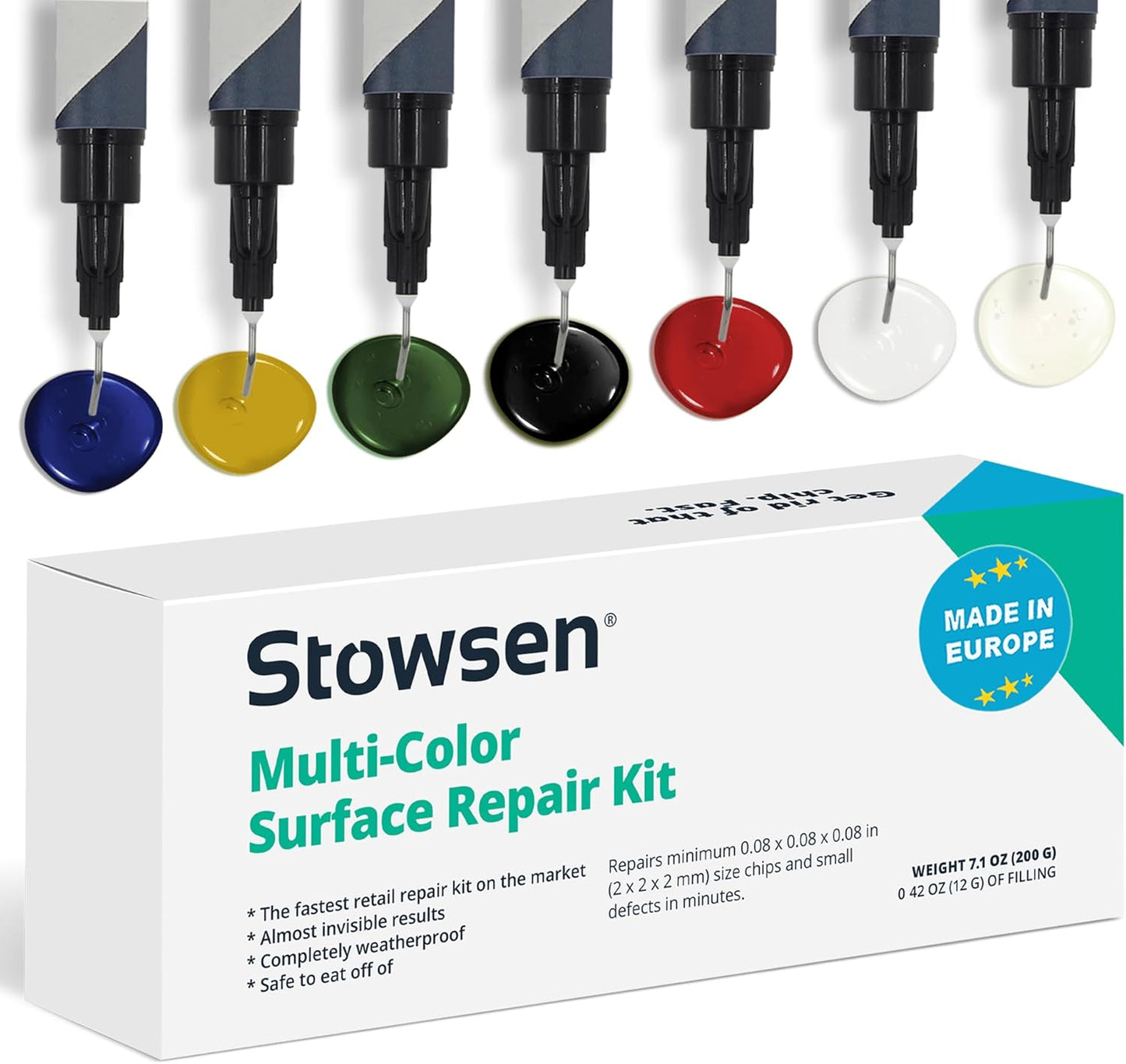 Multi-Color Surface Repair Kit - Fix Chips & Defects in Minutes | Restore Tiles Countertops and Bathroom Fixtures with Ease | for Porcelain Granite Fiberglass Marble Corian Quartz and More