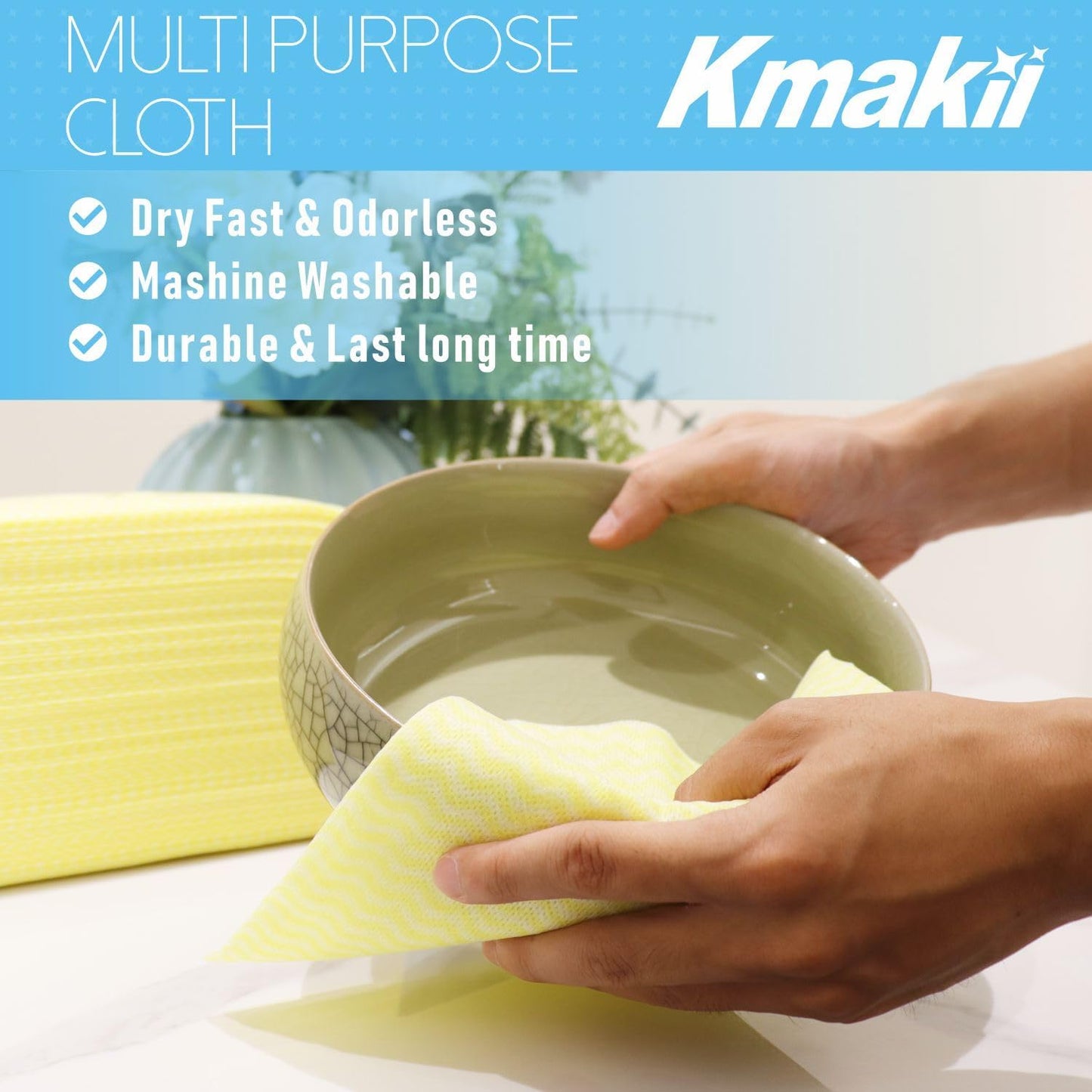 KMAKII Handi Wipe Reusable Cloths - Multi-Purpose Disposable Dish Cloths and Towels, Ultra Absorbent, Fast-Dry, Durable Cleaning Wipes for Kitchen and Home, 4colors, 11.8 x 21 inches, Pack of 80