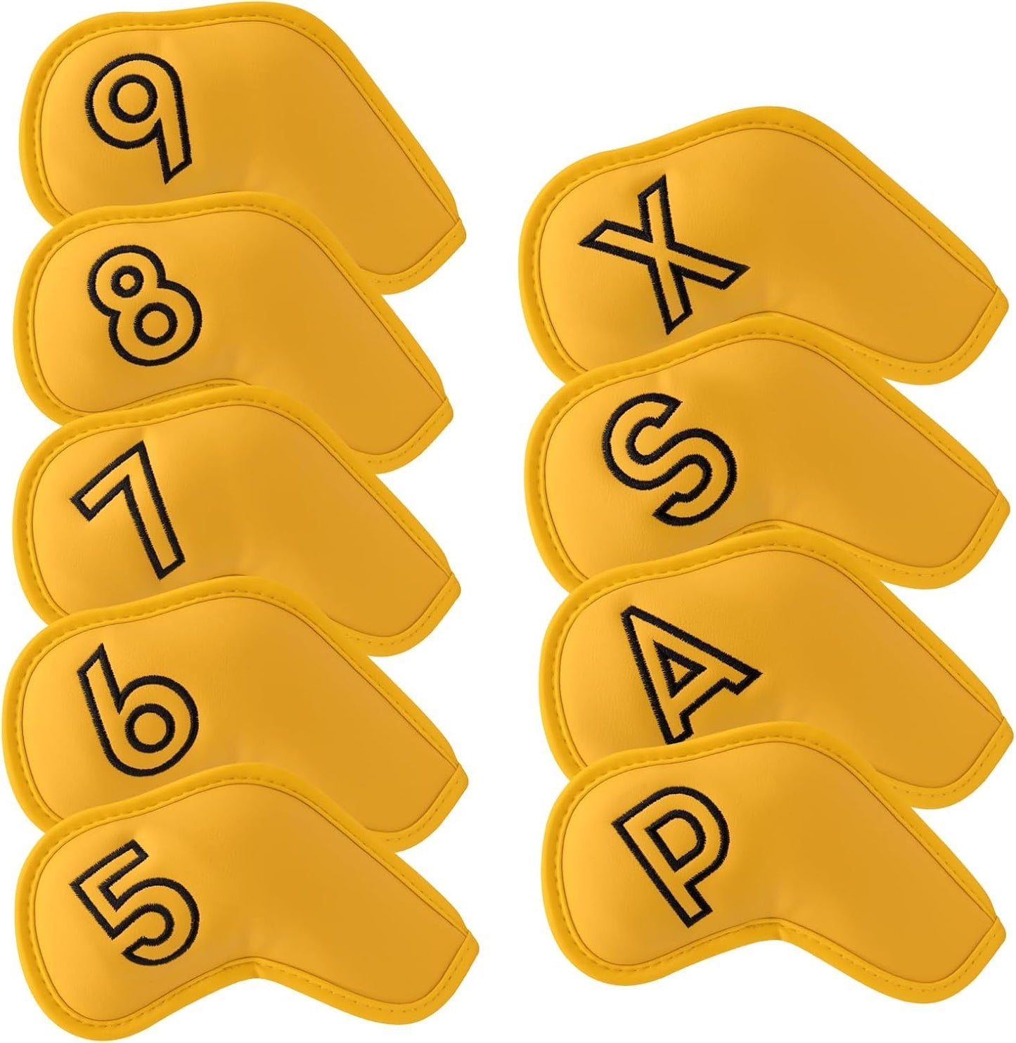 Montela Golf Iron Covers,Golf Iron Head Covers Leather Golf Iron Covers Set 9pcs Golf Iron Headcovers,Golf Club Head Covers for Iron Club Fit All Brands Titleist,Callaway,Taylormade