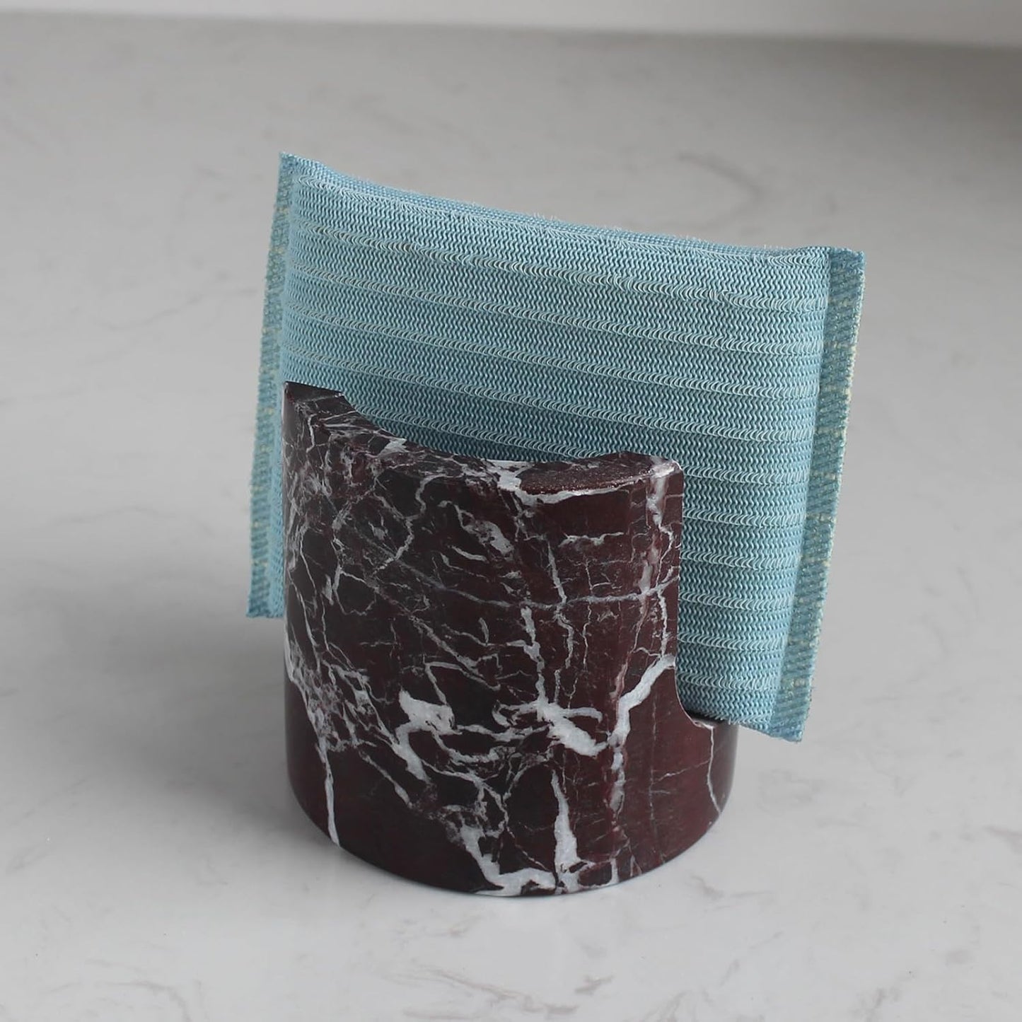 Natural Rosa Levanto Marble Sponge Holder for Kitchen Counter, Drying Rack, Sponge Caddy for Sink Organizer