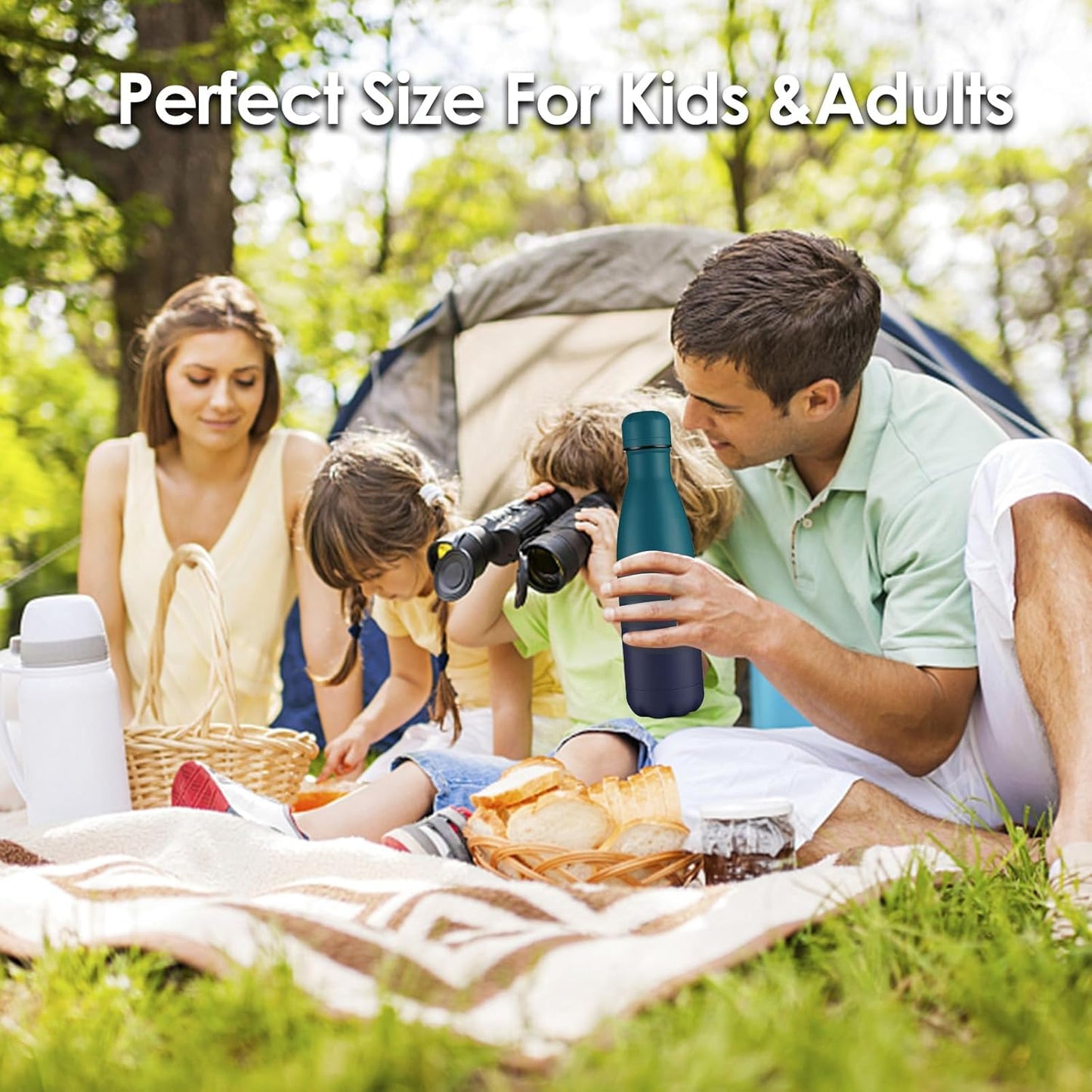 17oz Cola-Bottle Shaped Stainless Steel Leak-proof Water Bottle,Double Wall Vacuum Insulated Metal,Travel Mug For Sports Indoors & Outdoors,BPA-Free Kids Flasks,Dark Night(1Pack)