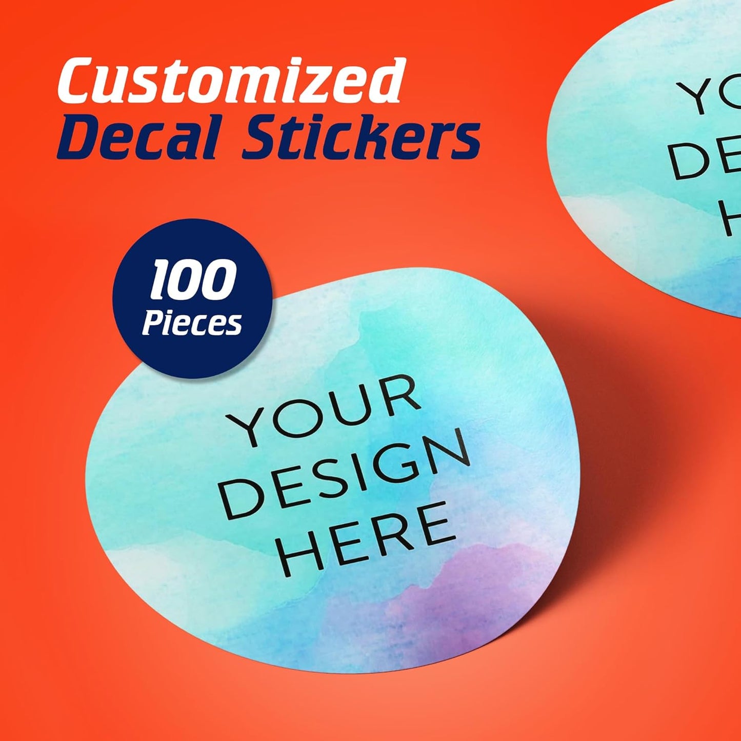 100 Custom Vinyl Stickers - Upload Your own Image, Text, Design, Logo - Personalized Logo Labels for Handmade, Packaging, Bottle, Jars, Candle, Brand Stickers (Sky Blue, 6x6)