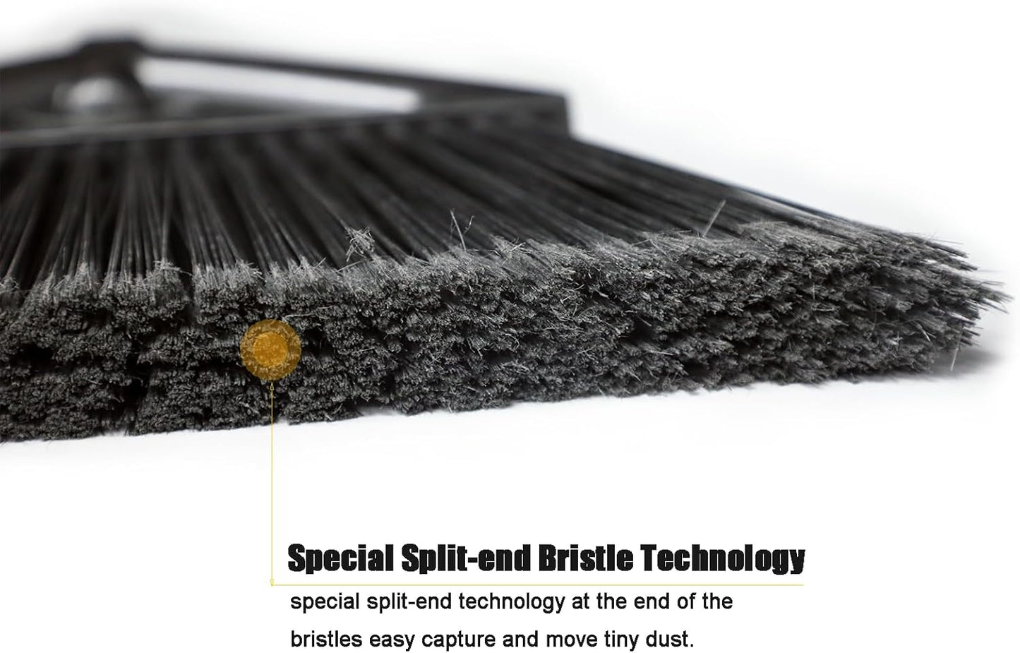 Heavy Duty Broom Outdoor and Indoor, 2 Pack Commercial Angle Brooms with Longer Handle, Perfect Black Broom for Garage, Kitchen, Courtyard, Restaurant