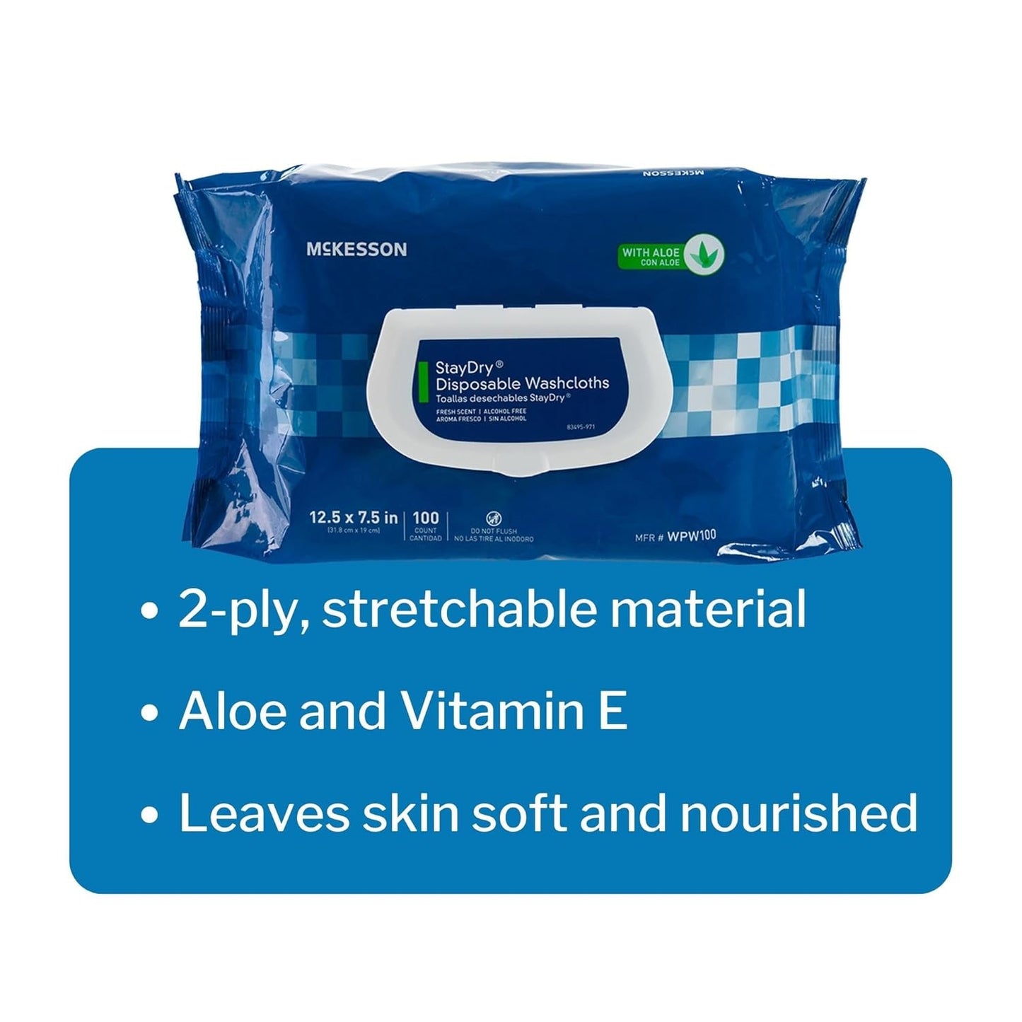 McKesson Personal Cleansing Wipes (600 Count (Pack of 1), Aloe Vera)