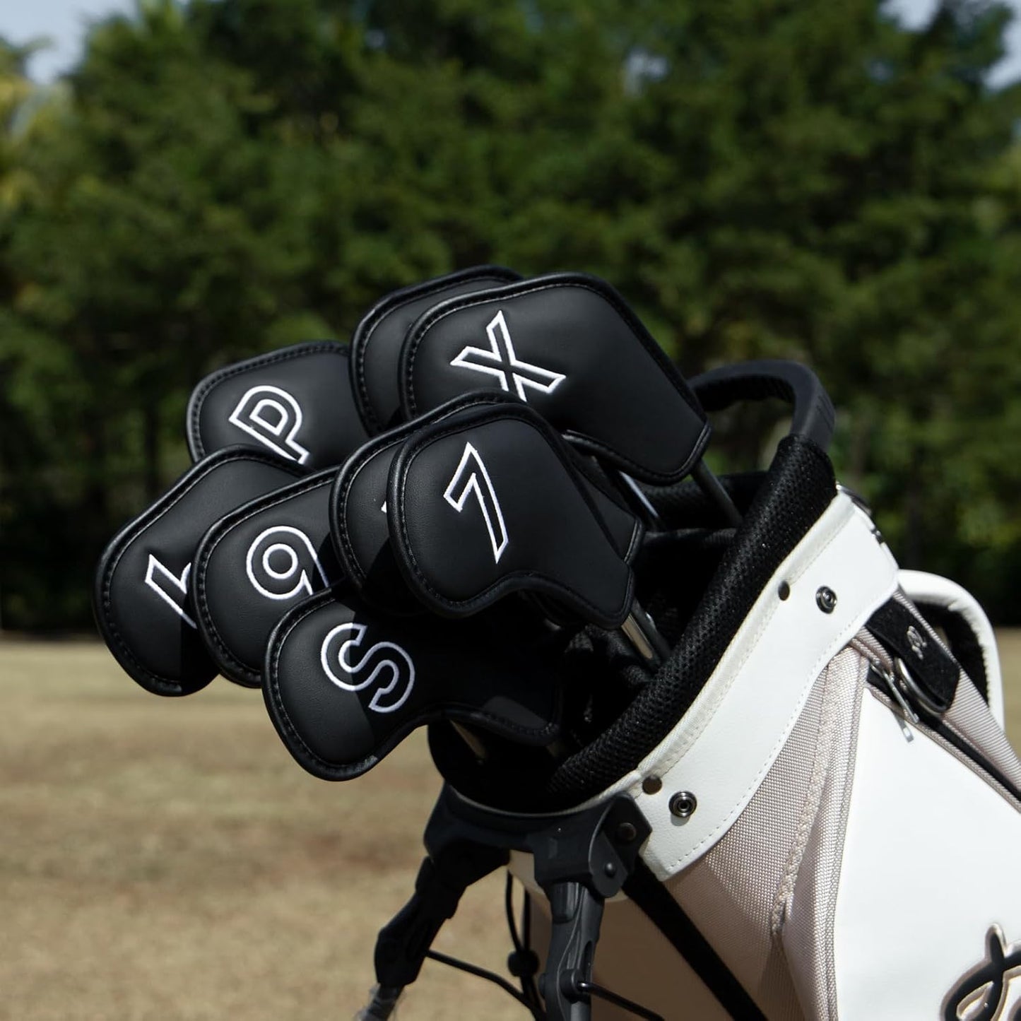 Montela Golf Iron Covers,Golf Iron Head Covers Leather Golf Iron Covers Set 9pcs Golf Iron Headcovers,Golf Club Head Covers for Iron Club Fit All Brands Titleist,Callaway,Taylormade