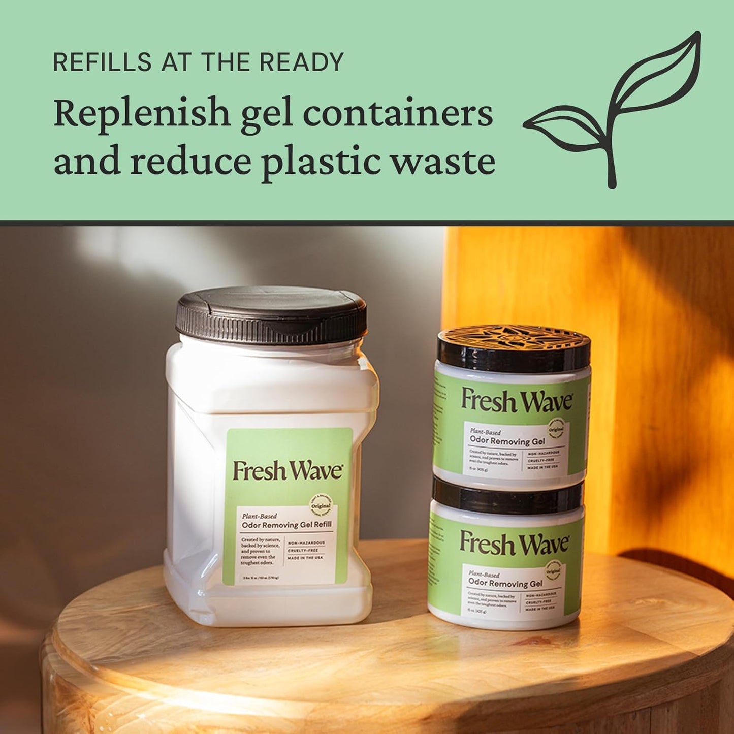 Fresh Wave Original Scent Odor Removing Gel Refill, 63 oz. | Safer Odor Absorbers for Home, Cooking, Trash, & Pets Areas | Natural Plant-Based Odor Eliminator