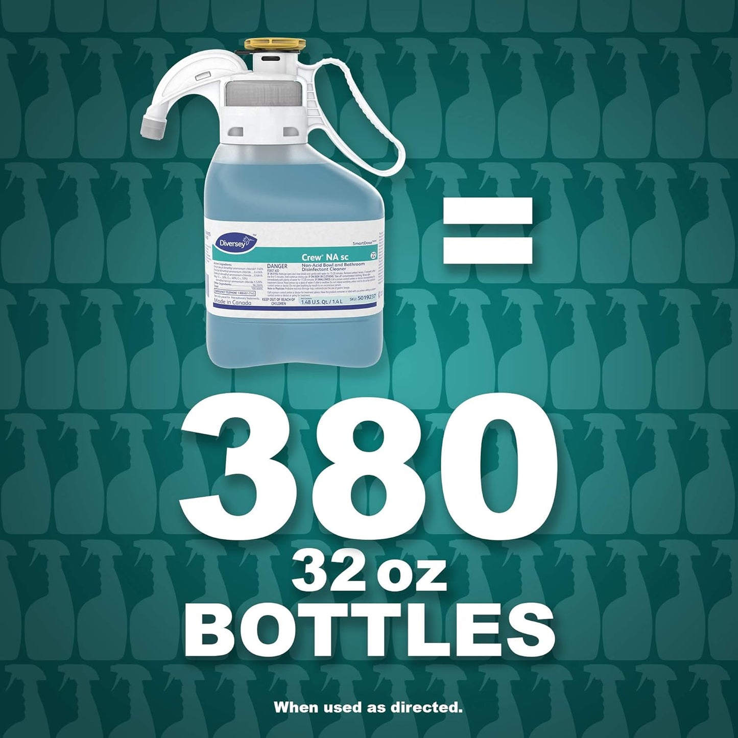 Diversey Crew Non-Acid Bowl And Bathroom Disinfectant Cleaner, Floral, 47.3 Oz, 2/carton