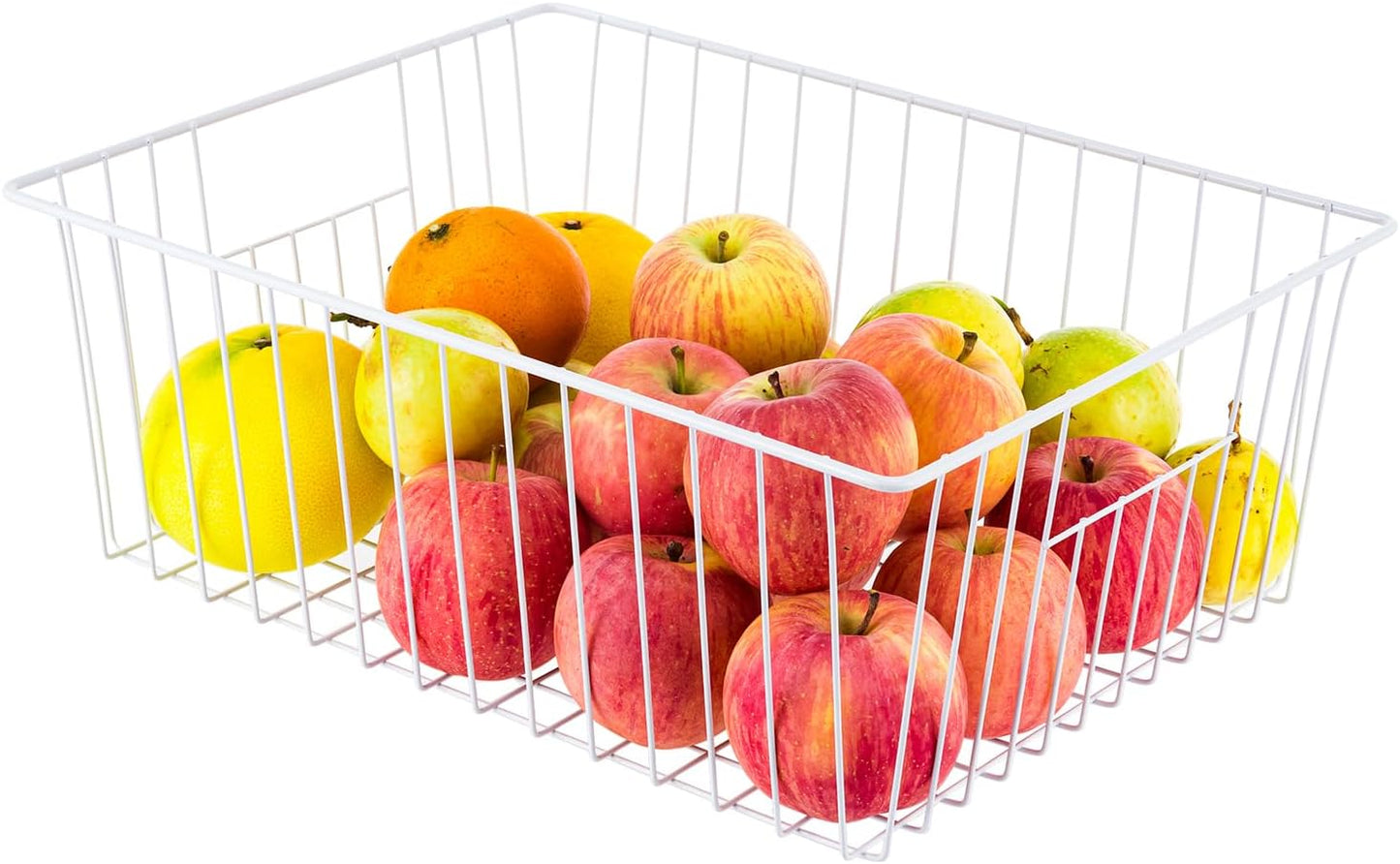 16" L x 12" W Wider Freezer Storage Organizer Baskets Container, Deep Metal Wire Chest Upright Refrigerator Divider with Built-in Handles for Cabinet, Pantry, Closet, Kitchen