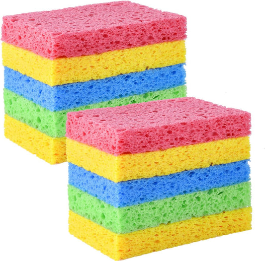 YoleShy Sponge Kitchen Natural Cellulose Sponges 10 Pack Compressed Sponges for Cleaning Reusable Dish Sponge Kitchen Non-Scratch DIY for Kids