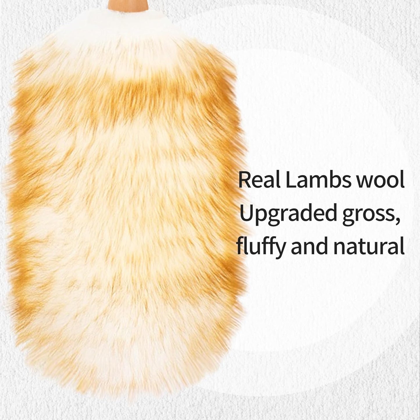 Lambswool Duster with Solid Wooden Handle,Leather Hang Strap,Comfortable Grips 19.6 inch Long Natural Feathers Dusters for Cleaning Wall Plant Desk Blind Cleaner Duster Tool