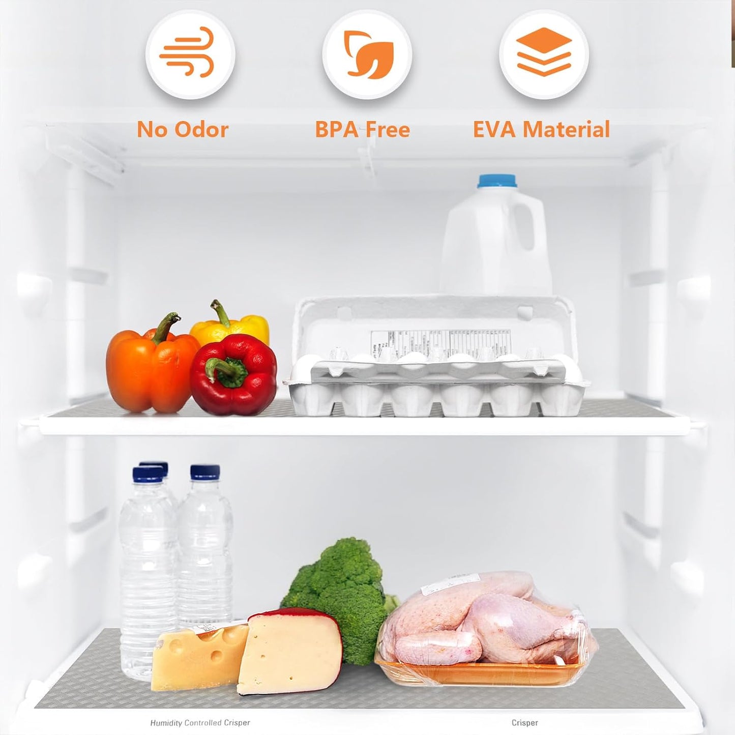 Light Gray Drawer Liners for Kitchen Cabinets Refrigerator Liners Waterproof & Oil-Proof Kitchen Cupboard Liner Drawer Mats EVA Material Non Adhesive Fridge Liner for Shelves 17.5 x 78.7 Inches