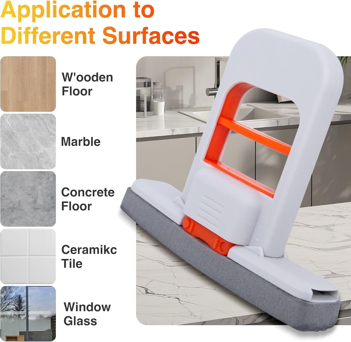 Mini Foldable Desktop Mop, Sponge Mop, Wet and Dry Use Cleaning System, Portable Lazy Mop, Self-Squeeze, No Hand was for Bathroom, Kitchen, Desktop, Glass, Living Room, Car