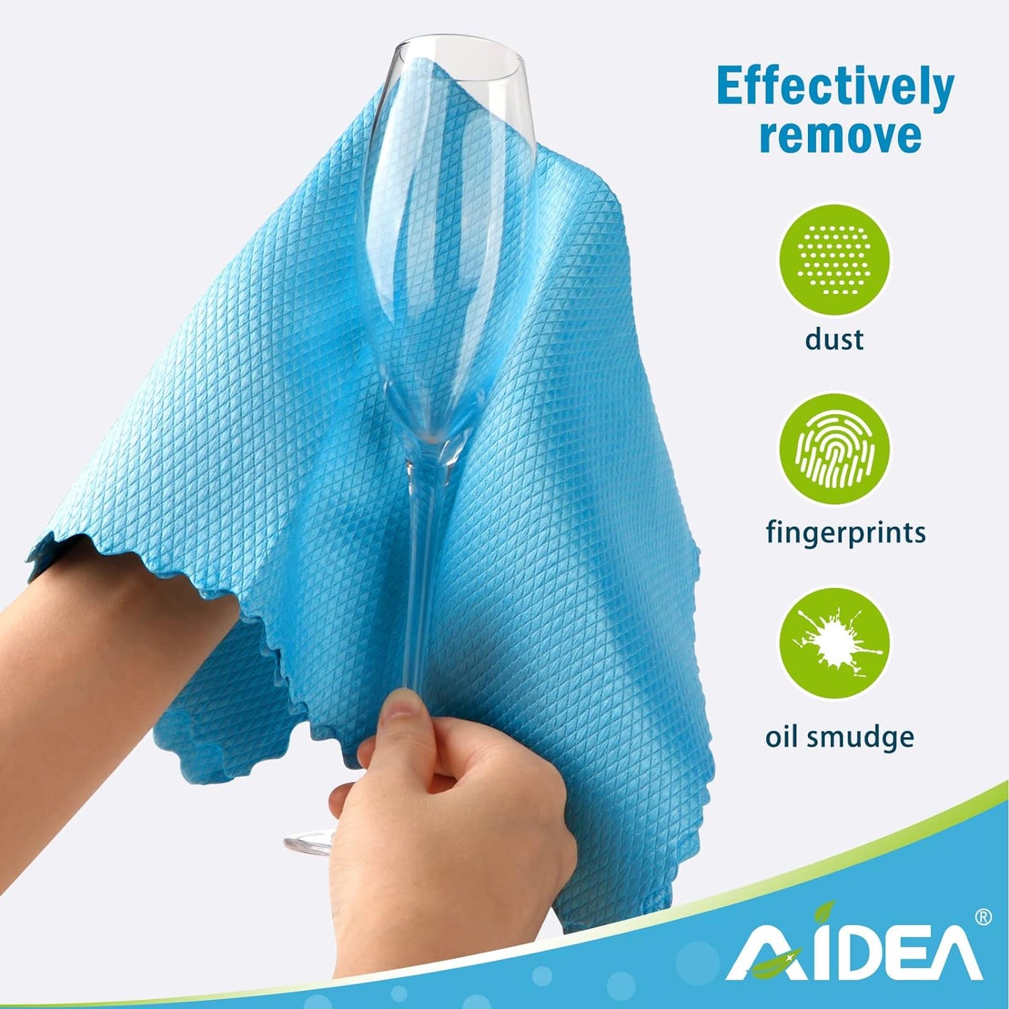 AIDEA Microfiber Glass Cleaning Cloths, 8PK, 16"x16" Premium Microfiber Glass and Window Cleaner, Lint Free Quickly Clean Windows, Glasses, Windshields, Mirrors, Stainless Steel