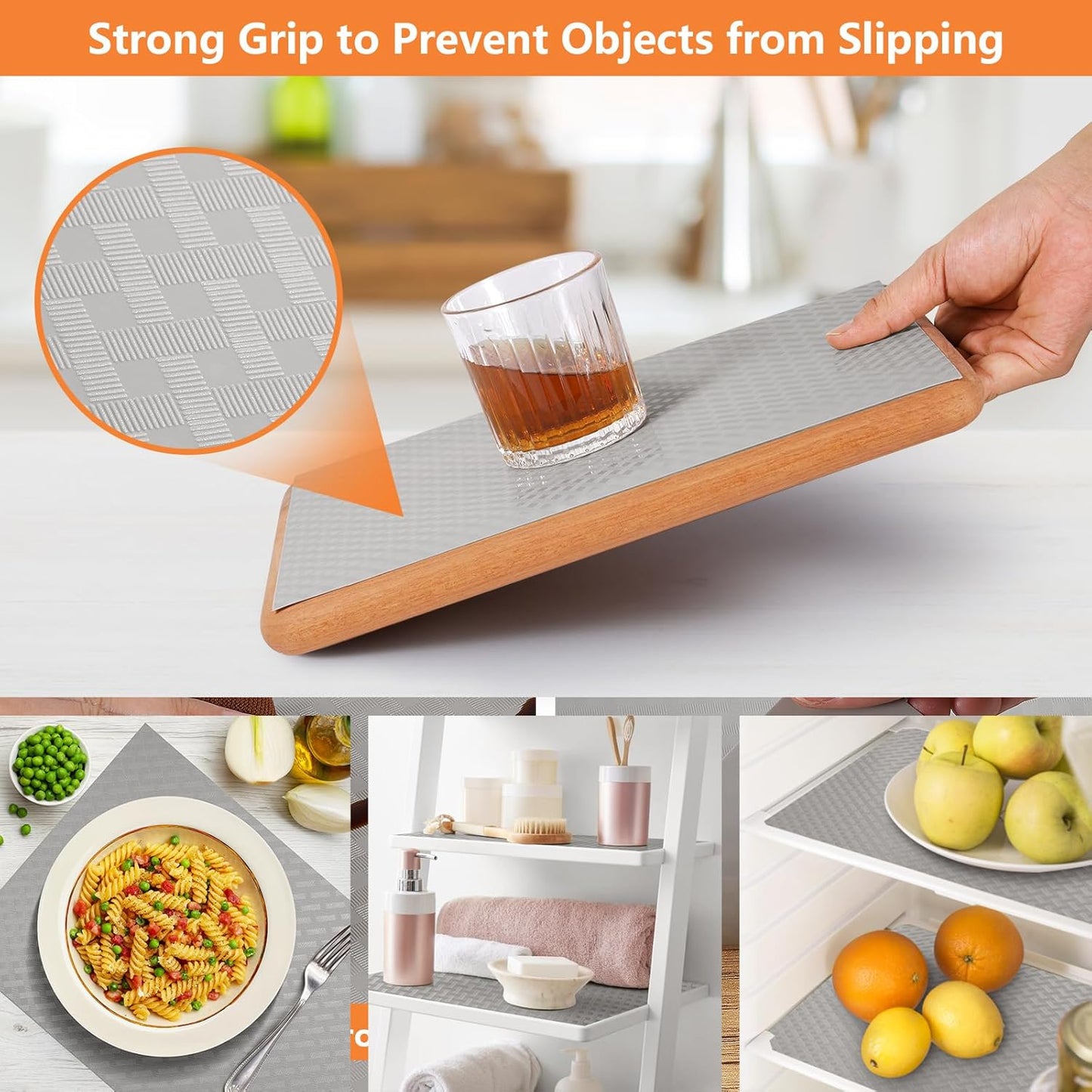 Light Gray Shelf Liners for Kitchen Cabinets Refrigerator Liners Waterproof & Oil-Proof Kitchen Cupboard Liner Drawer Mats EVA Material Non Adhesive Fridge Liner for Shelves 35.4 x 236.2 Inches