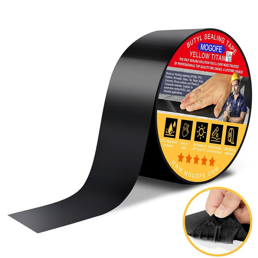 RV Roof Sealant Tape Black, 1.5 Inch x 50 Feet RV Repair Roof Sealer Seal Tape UV-Resistant Waterproof Sealant Tape for RV Repair, Camper, Trailer, Boat Sealing, Leaking Roof, Window