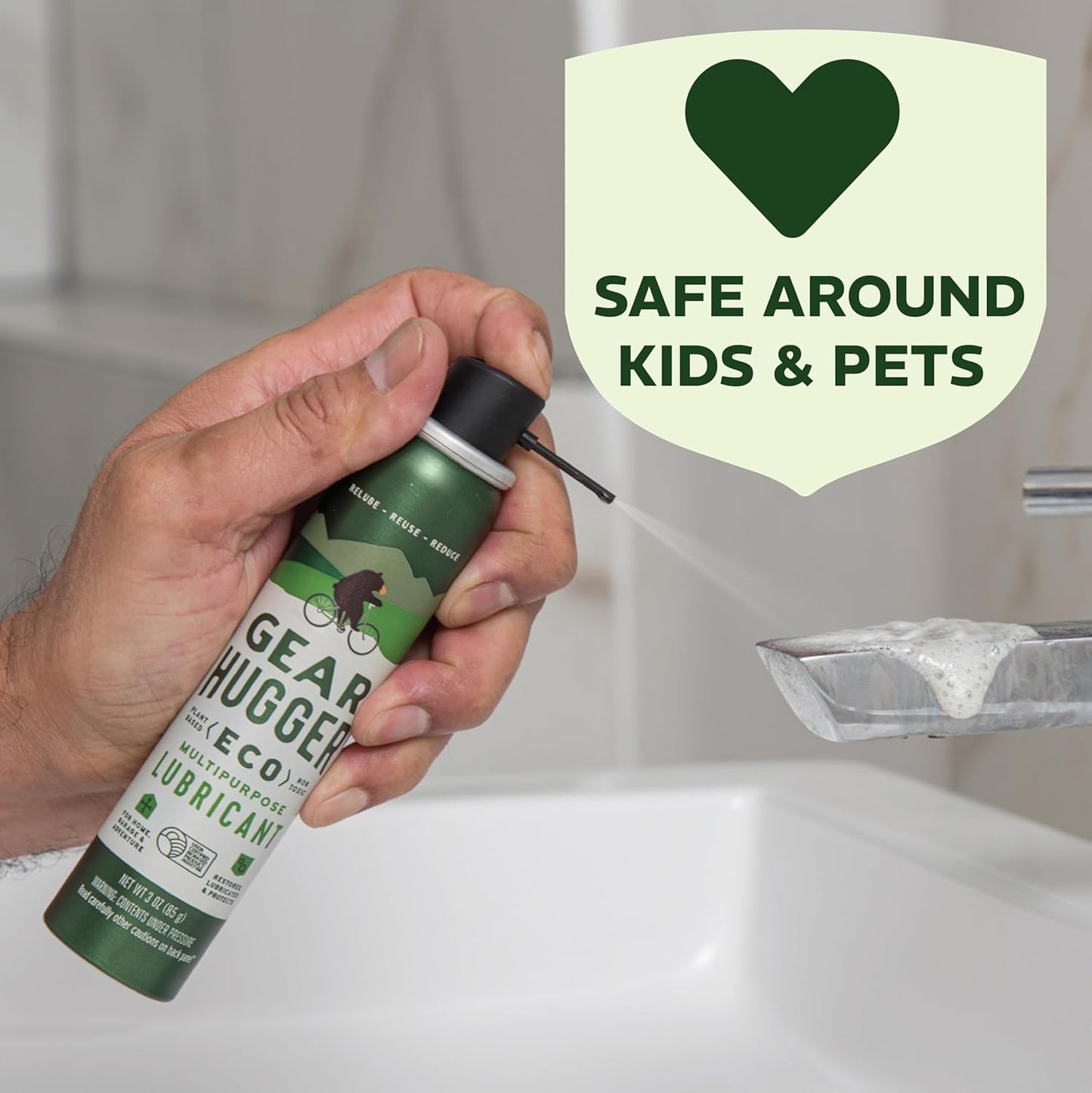 Gear Hugger Multipurpose Lubricant - Eco-Friendly (3 oz, Pack of 3), Rust Remover - Garage Door Spray, Door Hinge & Lock Lubricant - Plant-Based, No Petroleum, No PTFE