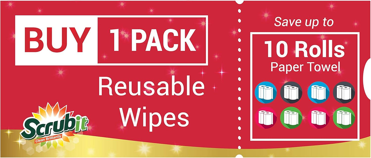 SCRUBIT Reusable Handy Wipes – Cleaning Cloth for House and Office - Dish Cloths for Washing Dishes - Multi Purpose Cleaning Towels (12 x 20 in) 24 Pack
