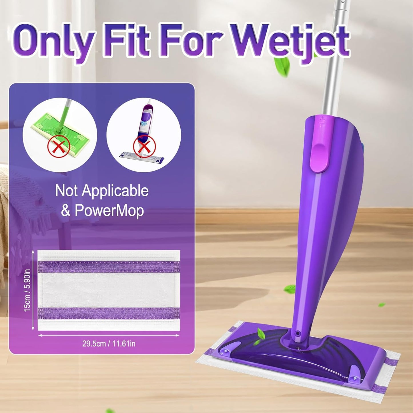 20Pack Mopping Pad Refill for Wetjet Mop Compatible with Wet Pads Refill Replacement for Wet Jet Pads Disposable Multi Surface Floor Mop Pads, Thickness & Absorbent