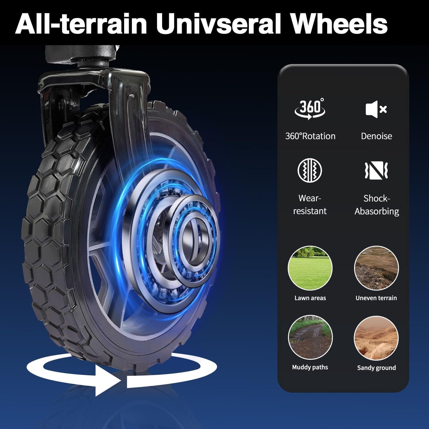 Moon Lence Large Collapsible Folding Wagon Cart Heavy Duty Folding Garden Portable Handy Cart with All-Terrain Beach Wheels, Adjustable Handle & Drink Holders (Black-New)