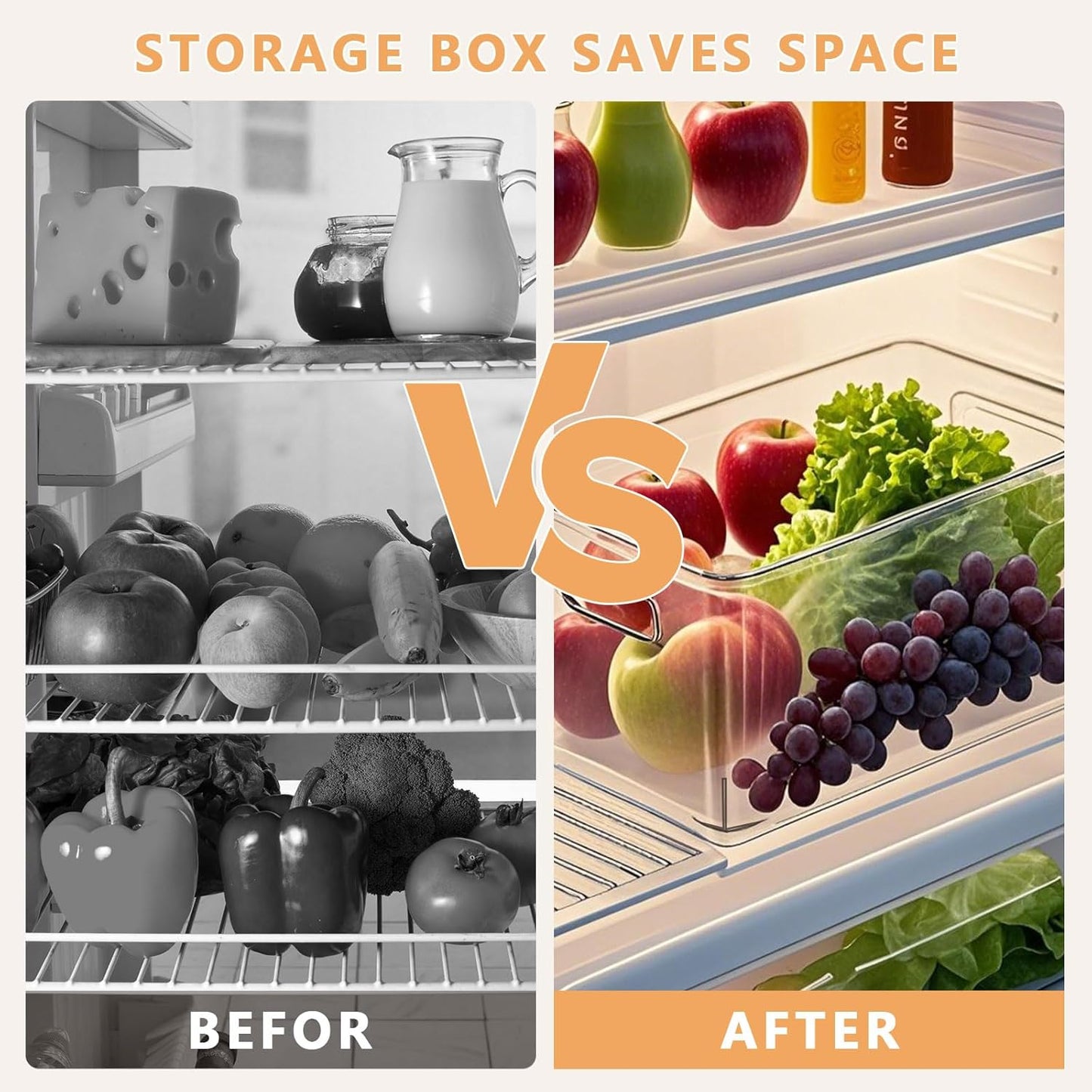 MOONEDGE 6-Pack Clear Plastic Storage Bins — Open-Top PET Storage Containers & Organizers, 11" x 8" x 6" Storage Bins for Closet, Pantry, Office, Craft, Toy and Bathroom Organization