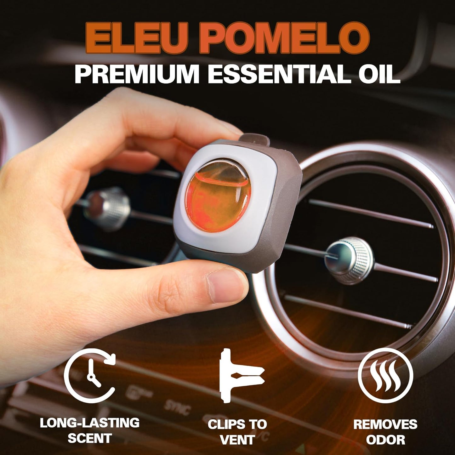 Air Jungles Eleu Pomelo Scent Car Air Freshener Clip, 6 Vent Clips, 4 ml Each, Long Lasting Air Freshener, Up to 180 Days Car Refresher Odor Eliminator