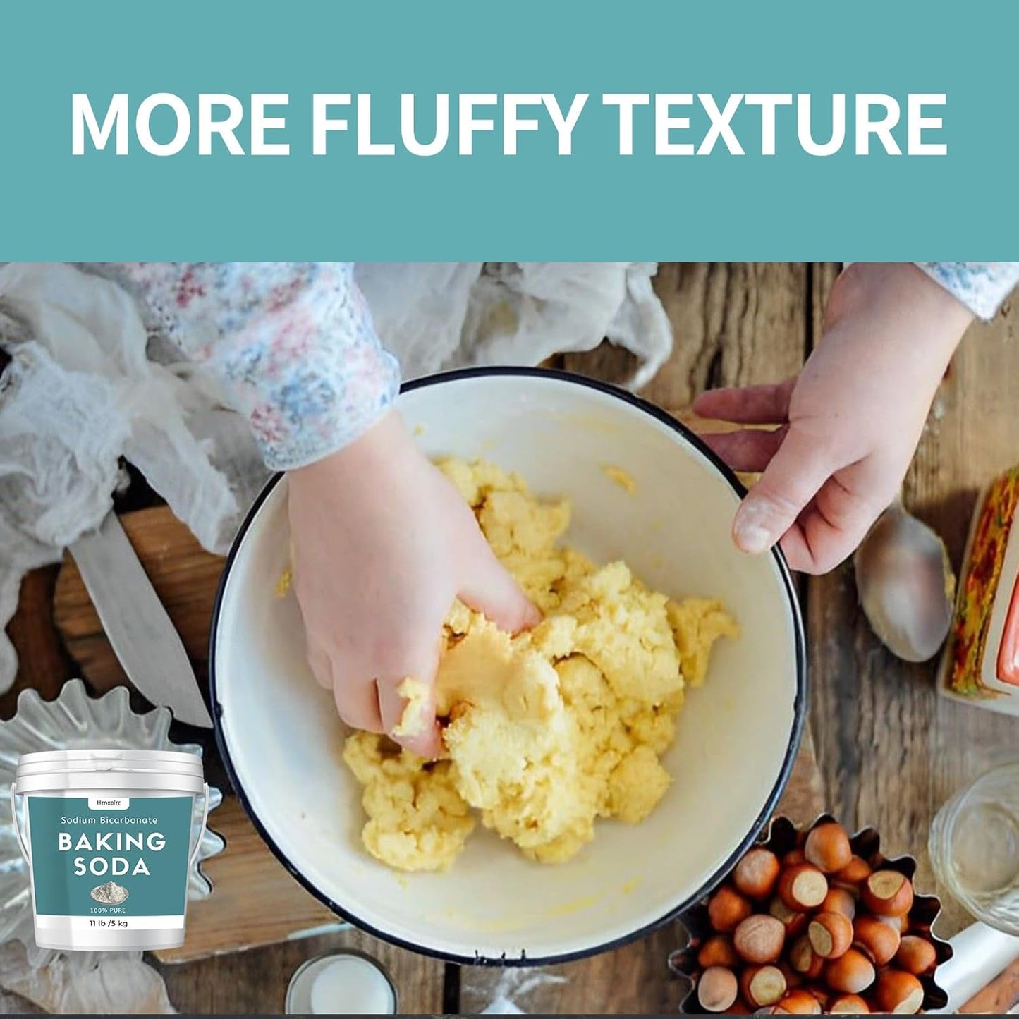 1.1Gallon (11lb) Baking Soda Powder Bulk, Premium Sodium Bicarbonate Powder, 100% Pure, Used for Bread, Cookies and Other Baked Goods, Also Can Clean and Deodorize